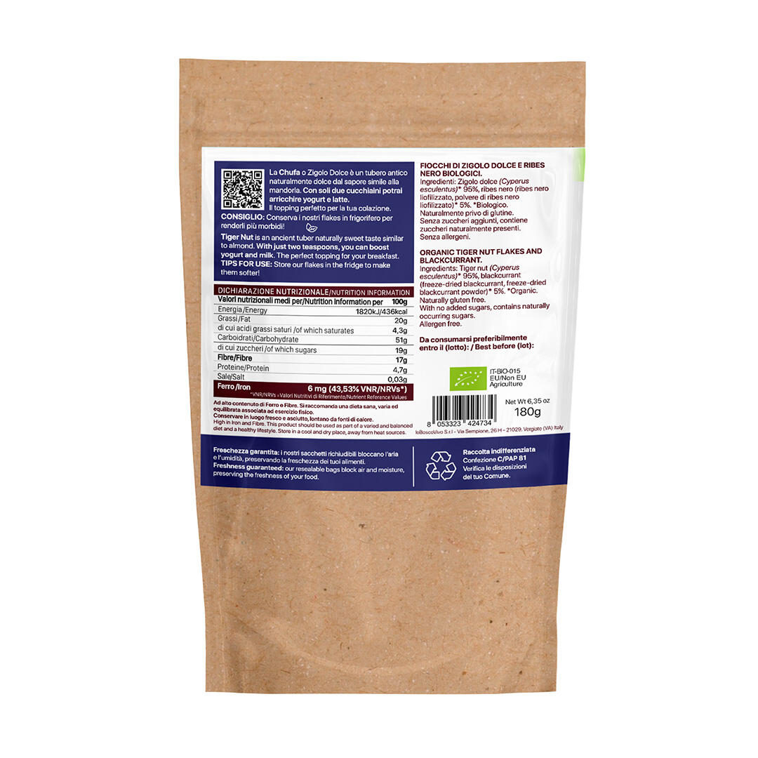 Fiocchi di chufa BIO - snack - senza glutine - al ribes nero - 180 g 2/3