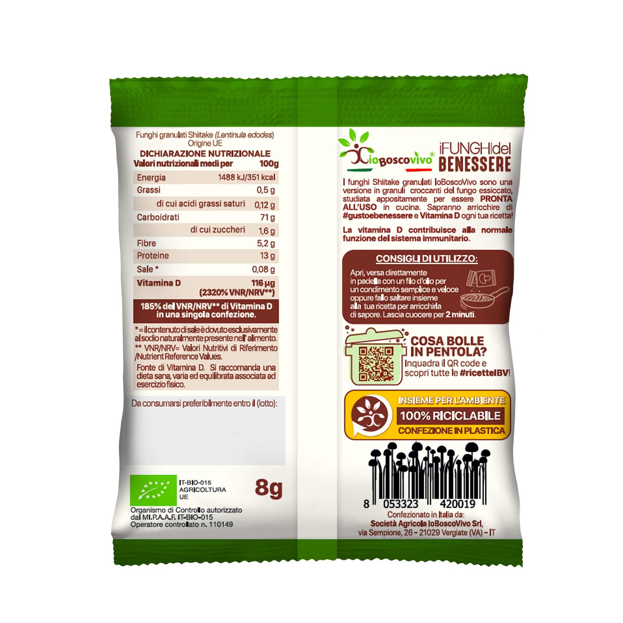 Funghi shiitake biologici granulati - 8 g 2/3