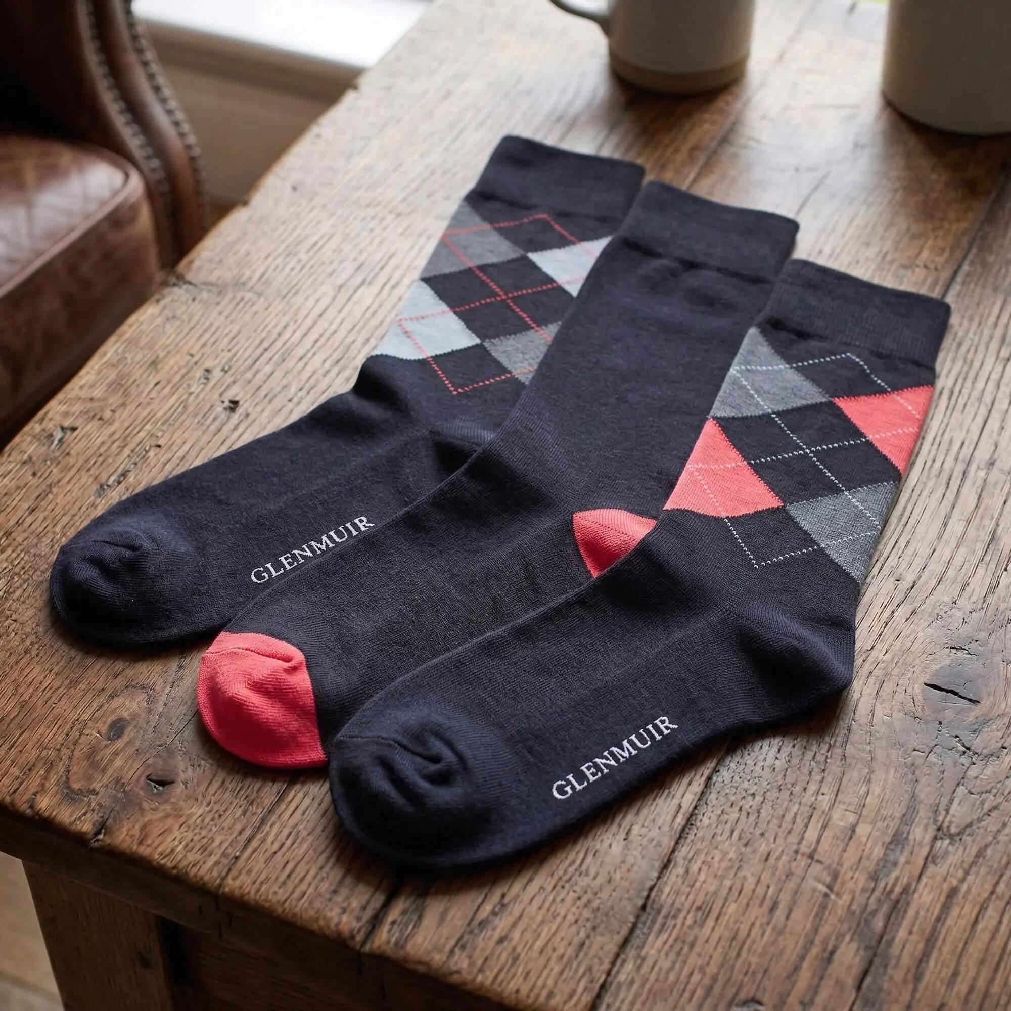 3 Pack Mens Bamboo Argyle Socks Soft Breathable Patterned Dress Socks 5/5