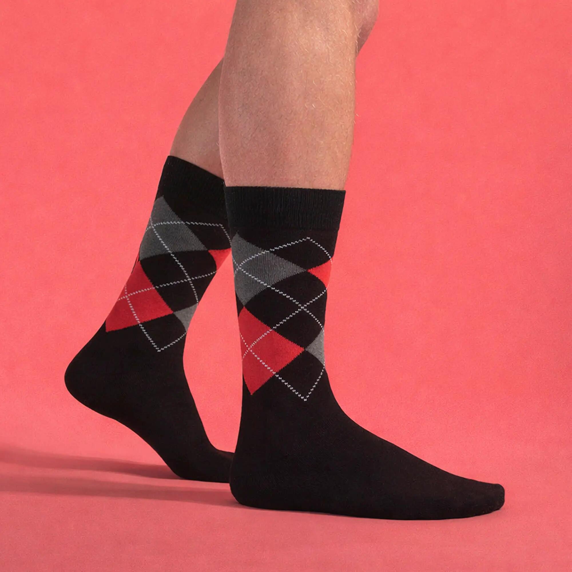 3 Pack Mens Bamboo Argyle Socks Soft Breathable Patterned Dress Socks 3/5