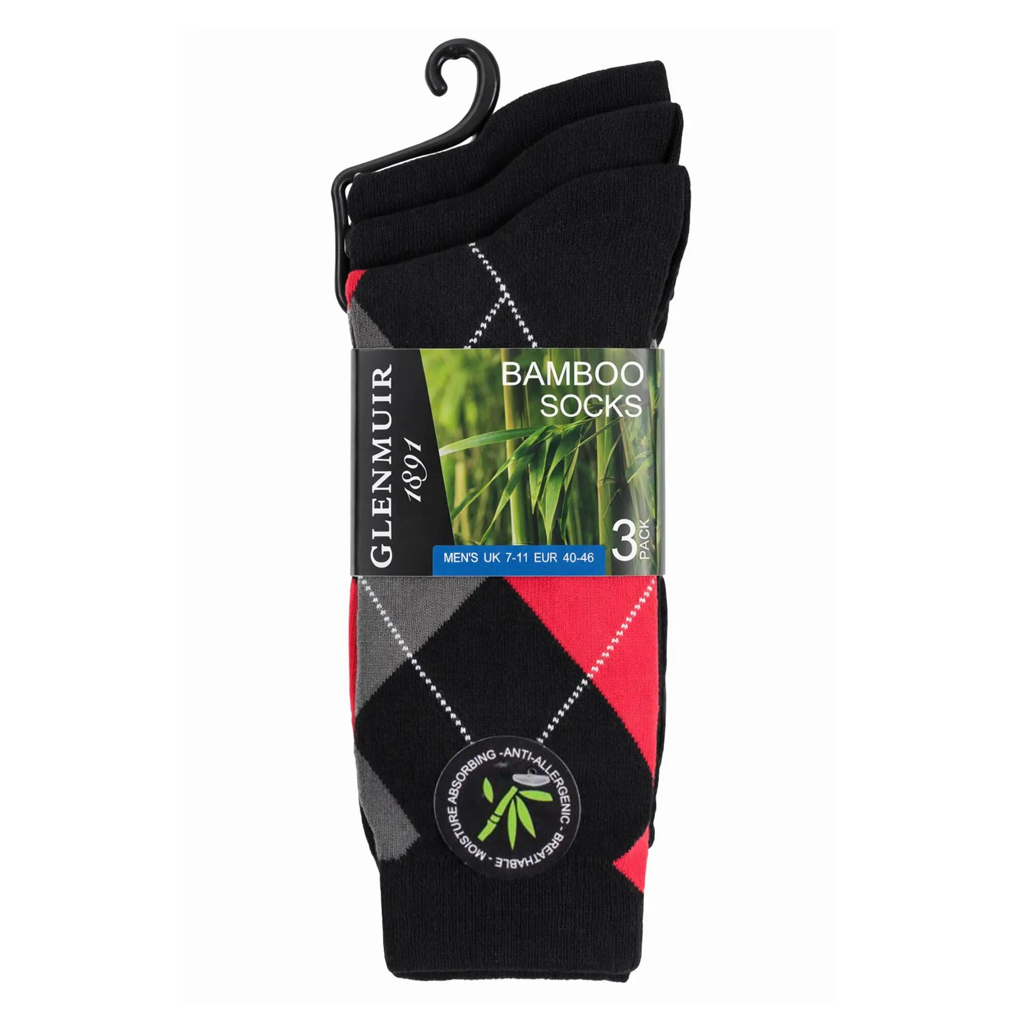 3 Pack Mens Bamboo Argyle Socks Soft Breathable Patterned Dress Socks 2/5