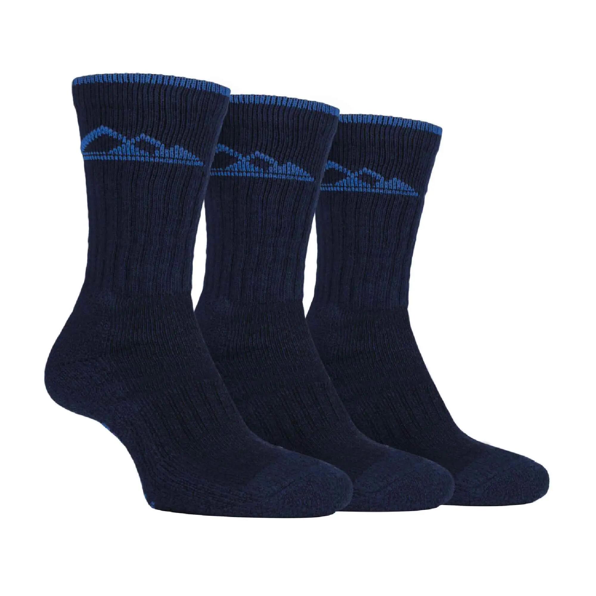 3 Pack Mens Heavy Cushioned Outdoor Cotton Hiking Socks