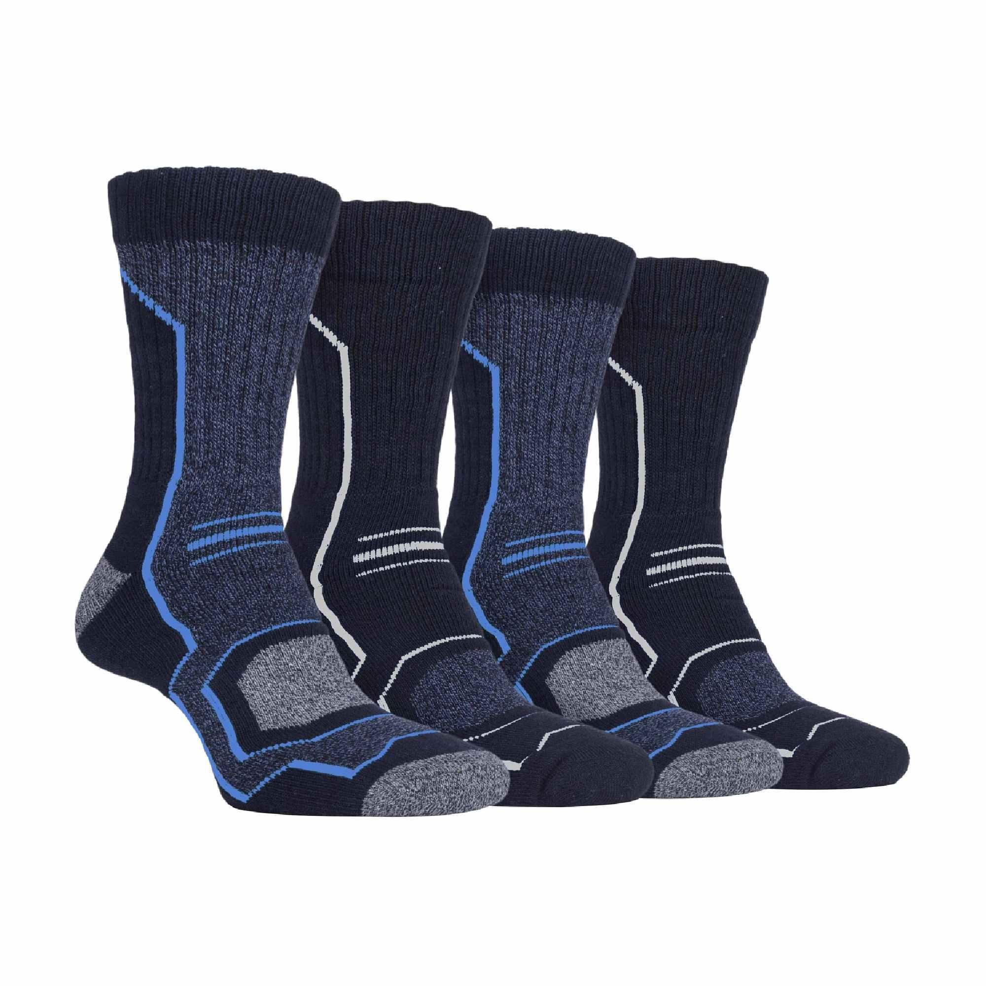 4 Pack Mens Cushioned Anti Blister Hiking Socks