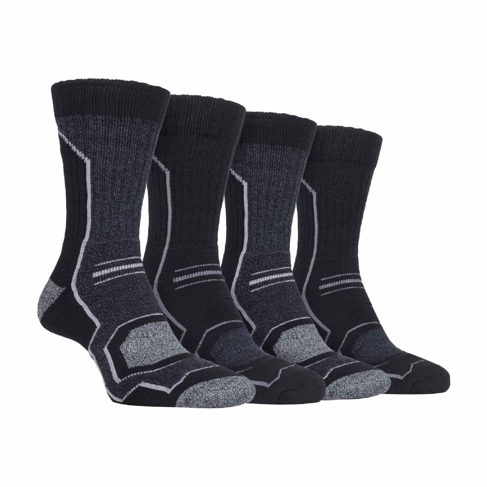 4 Pack Mens Cushioned Anti Blister Hiking Socks