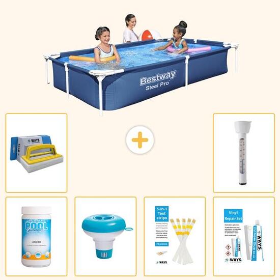 BESTWAY Piscina Bestway Steel Pro Rectangular - 221x150x43 cm - 7-piezas S22290