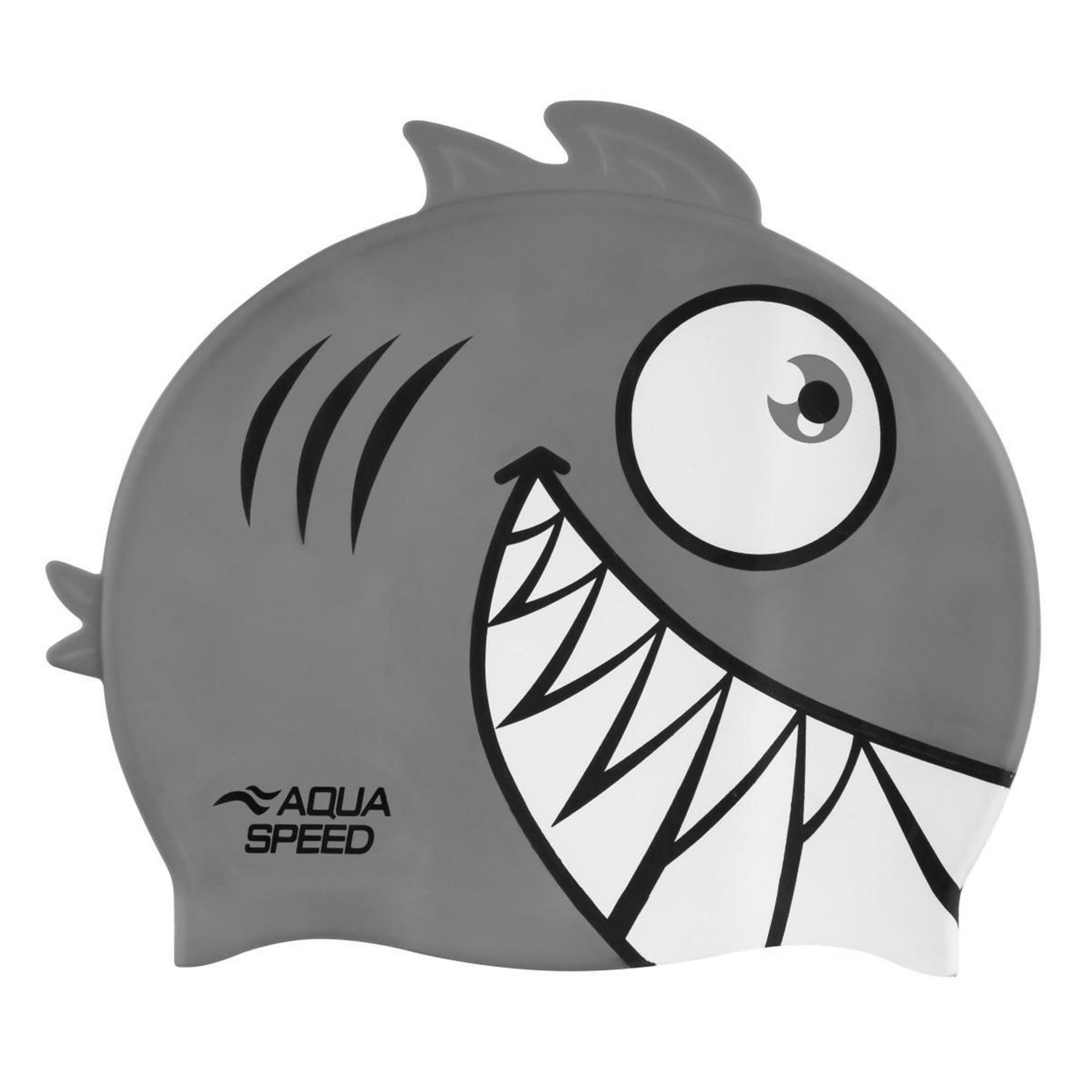 Boys Girls Piranha Patterned Swimming Cap | Silicone 3D Print Easy Fit Swim Cap 2/3