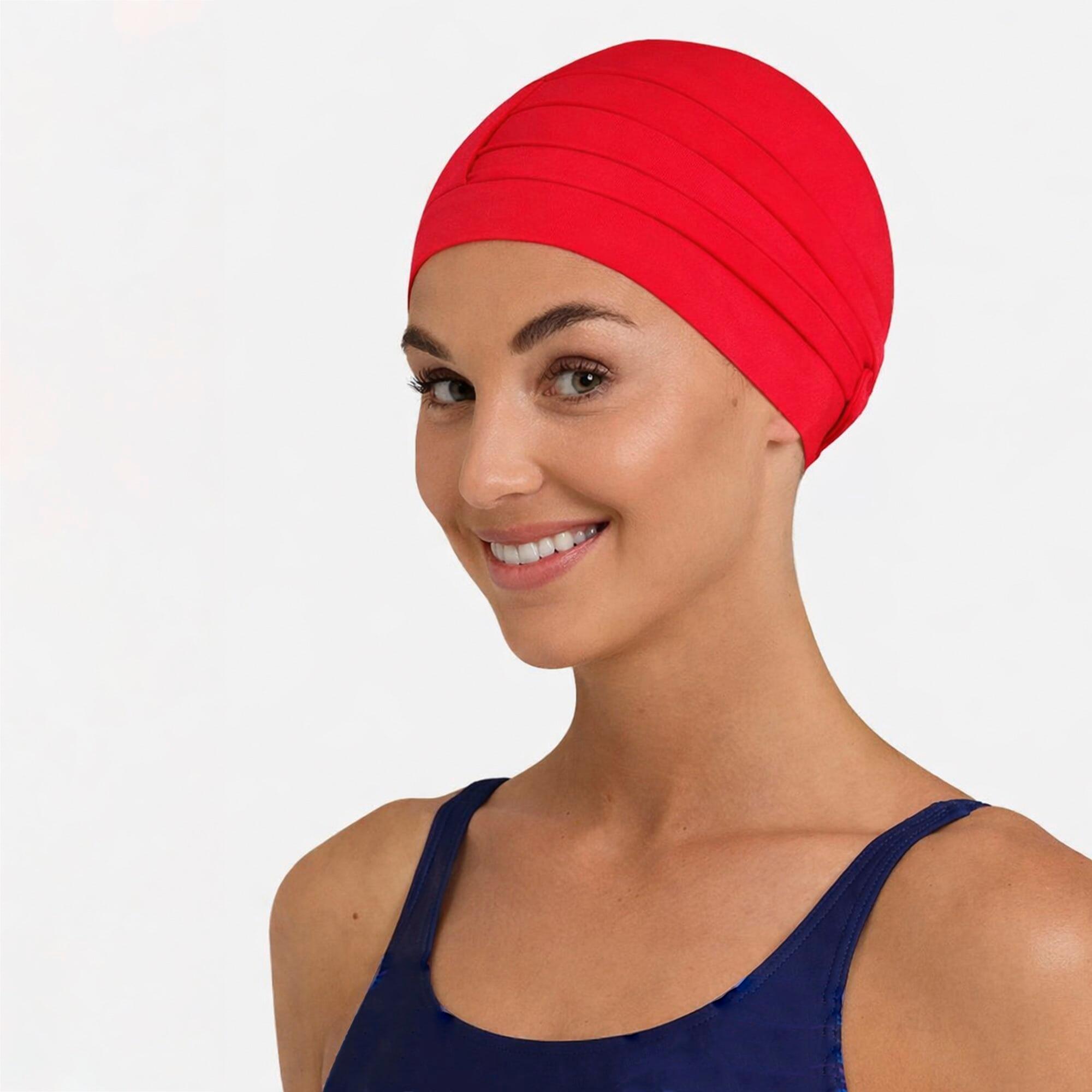 Aqua Speed - Damen Stoff Badekappe Turban Stil bequem Schwimmkappe 3/4
