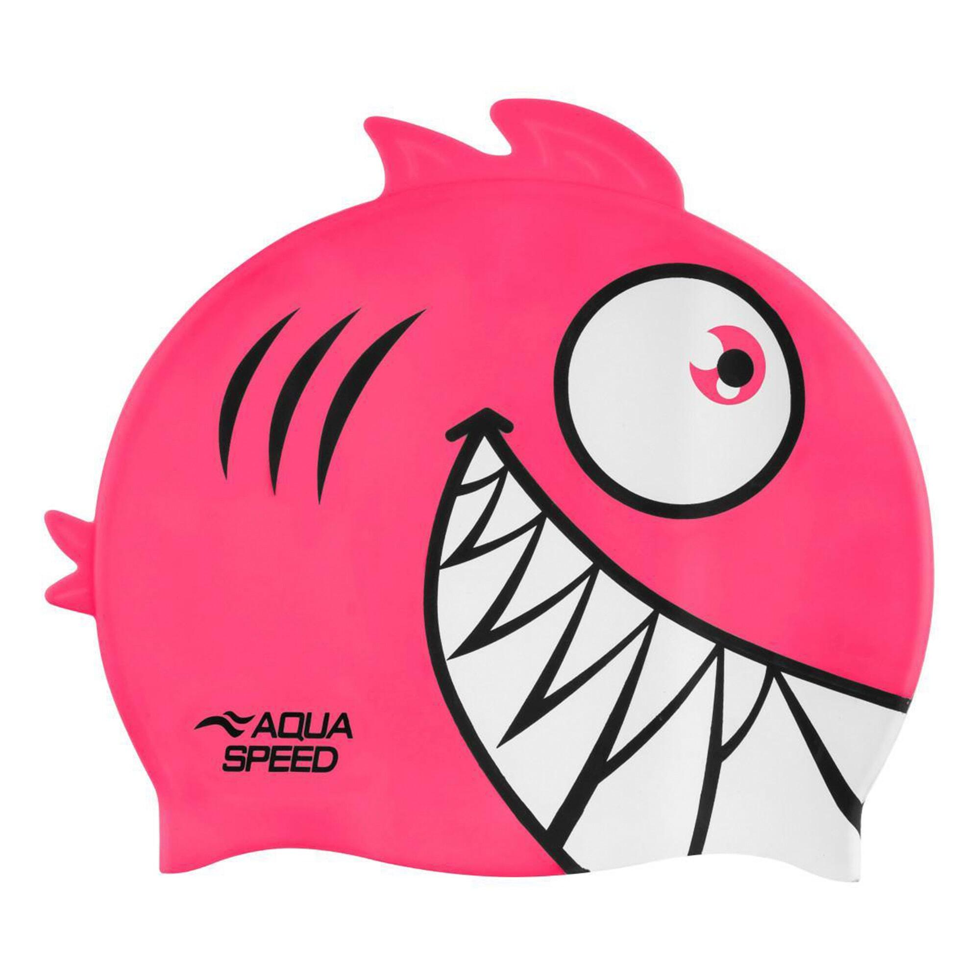 Aqua Speed - Kinder Badekappe Silikon 3D Print Piranha Motiv Jungen Mädchen 2/3