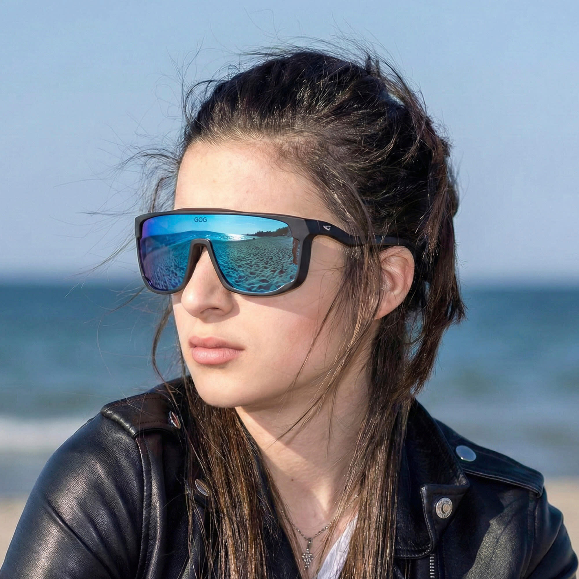 GOG - Wytrzymałe okulary rowerowe unisex UV400 z lustrzanymi szkłami 4/7