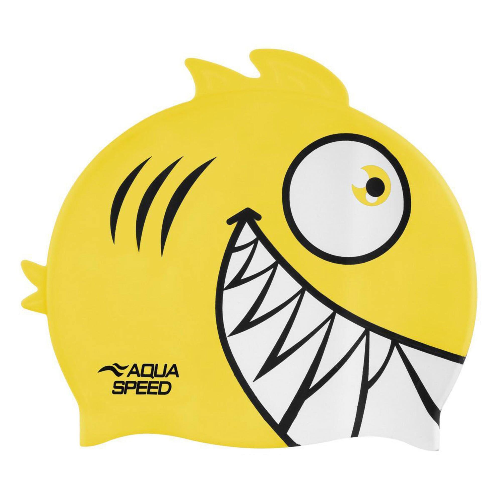 Aqua Speed - Kinder Badekappe Silikon 3D Print Piranha Motiv Jungen Mädchen 2/3