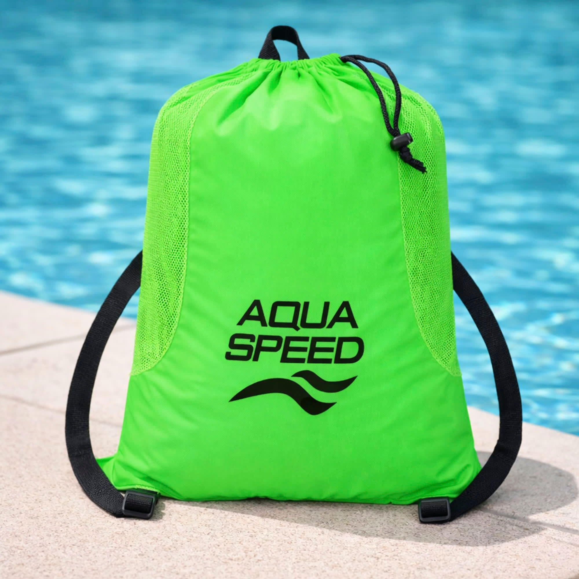 Aqua Speed - Große Mesh Rucksack Pool belüftet für nasse Schwimmsachen 3/4
