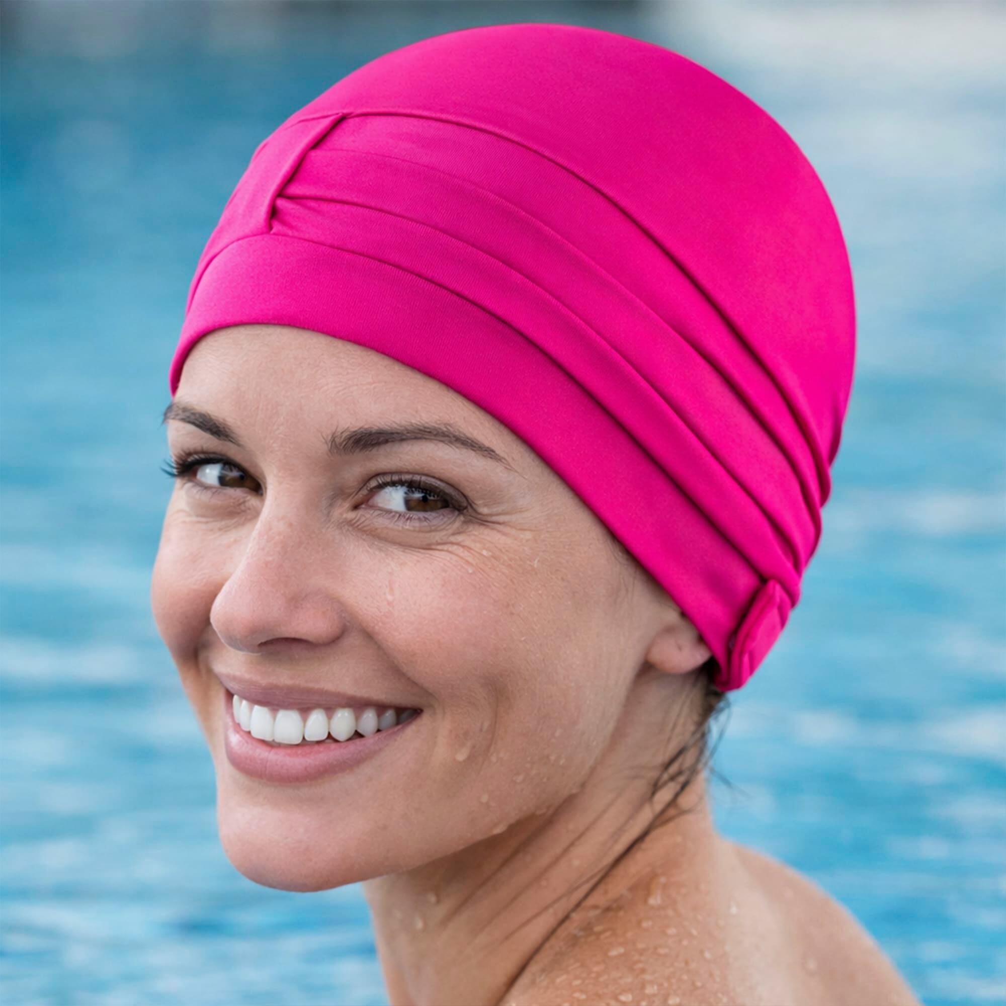 Ladies Comfortable Fabric Swimming Cap | Turban Style Lightweight Swim Cap 4/4