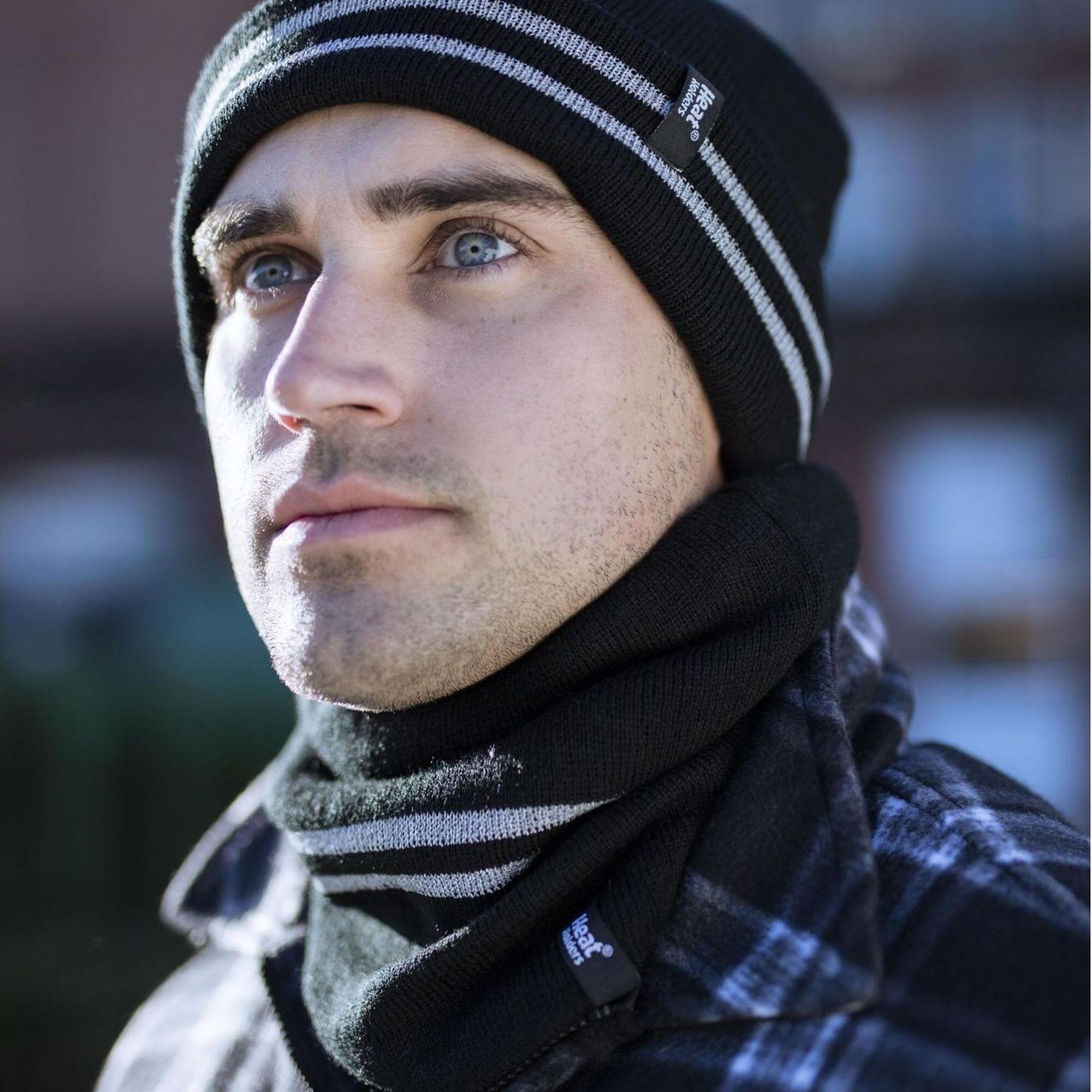 Heat Holders - 1 Ensemble Homme Bonnet Gant Cache Cou Haute Visibilité Hiver 5/5