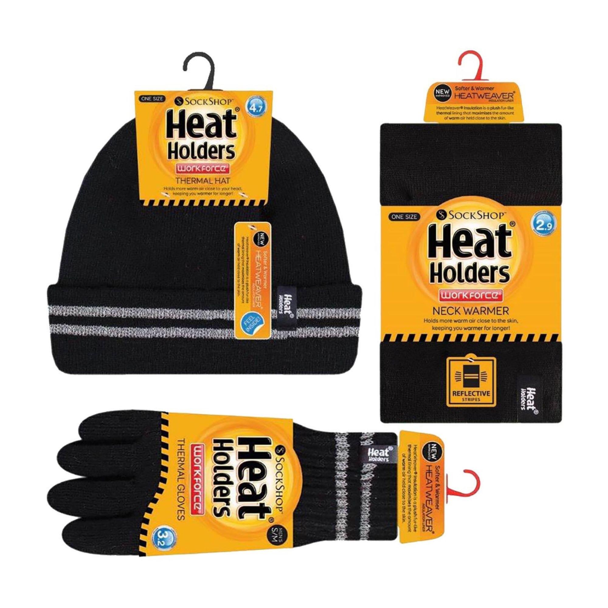 Heat Holders - 1 Ensemble Homme Bonnet Gant Cache Cou Haute Visibilité Hiver 2/5