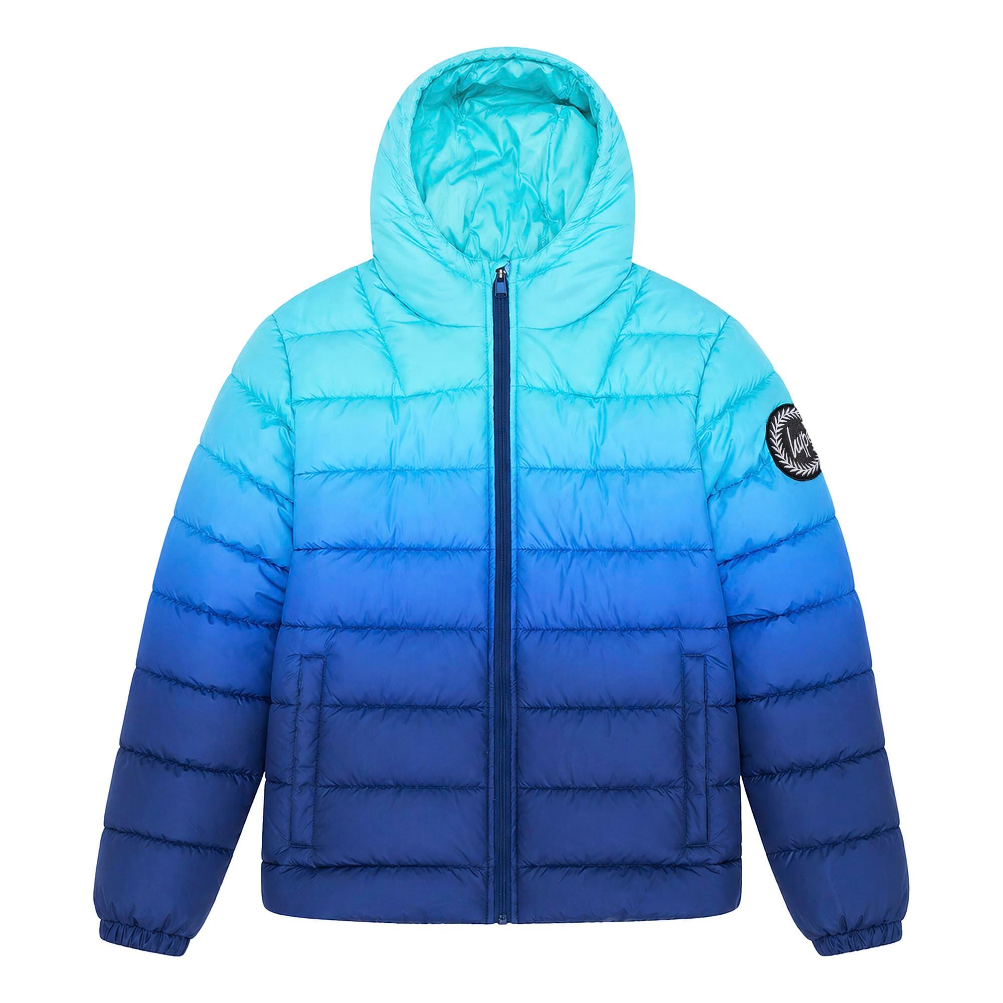 Boys Padded Jacket Kids Blue Ocean Fade Hooded Quilted Warm Coat