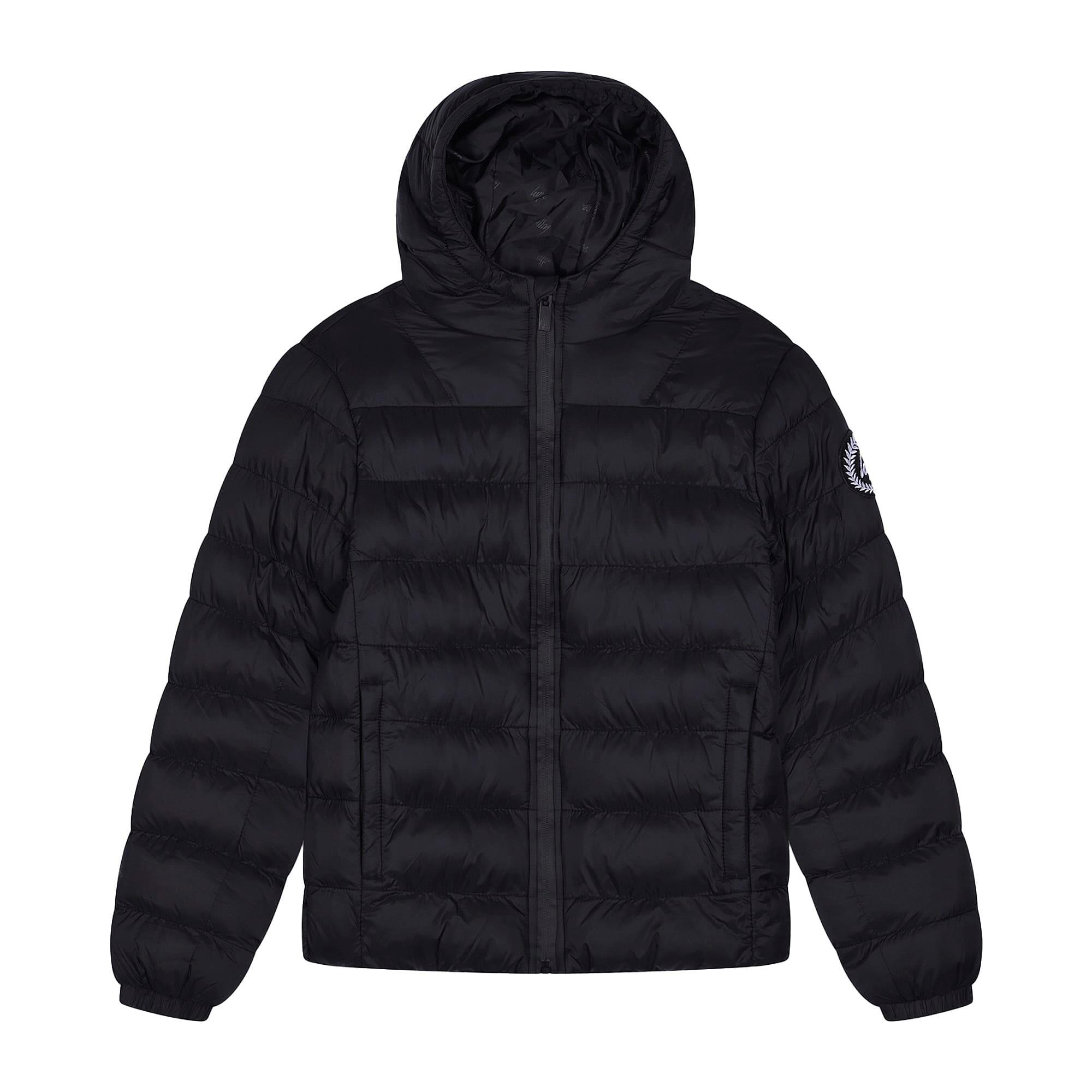Kids Puffer Jacket Girls and Boys Black Hooded Warm Quilted Coat