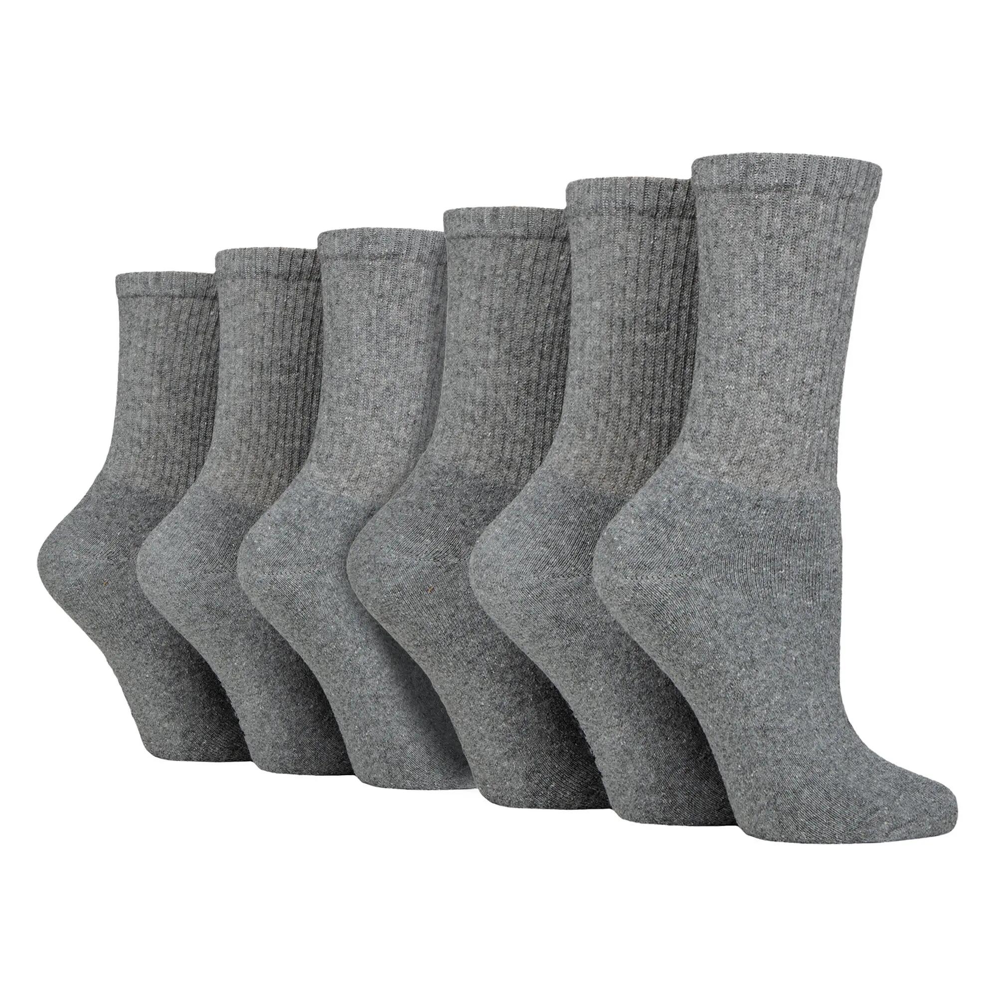 6 Pack Ladies Plain Crew Sport Socks - Soft Cotton Everyday Athletic Socks