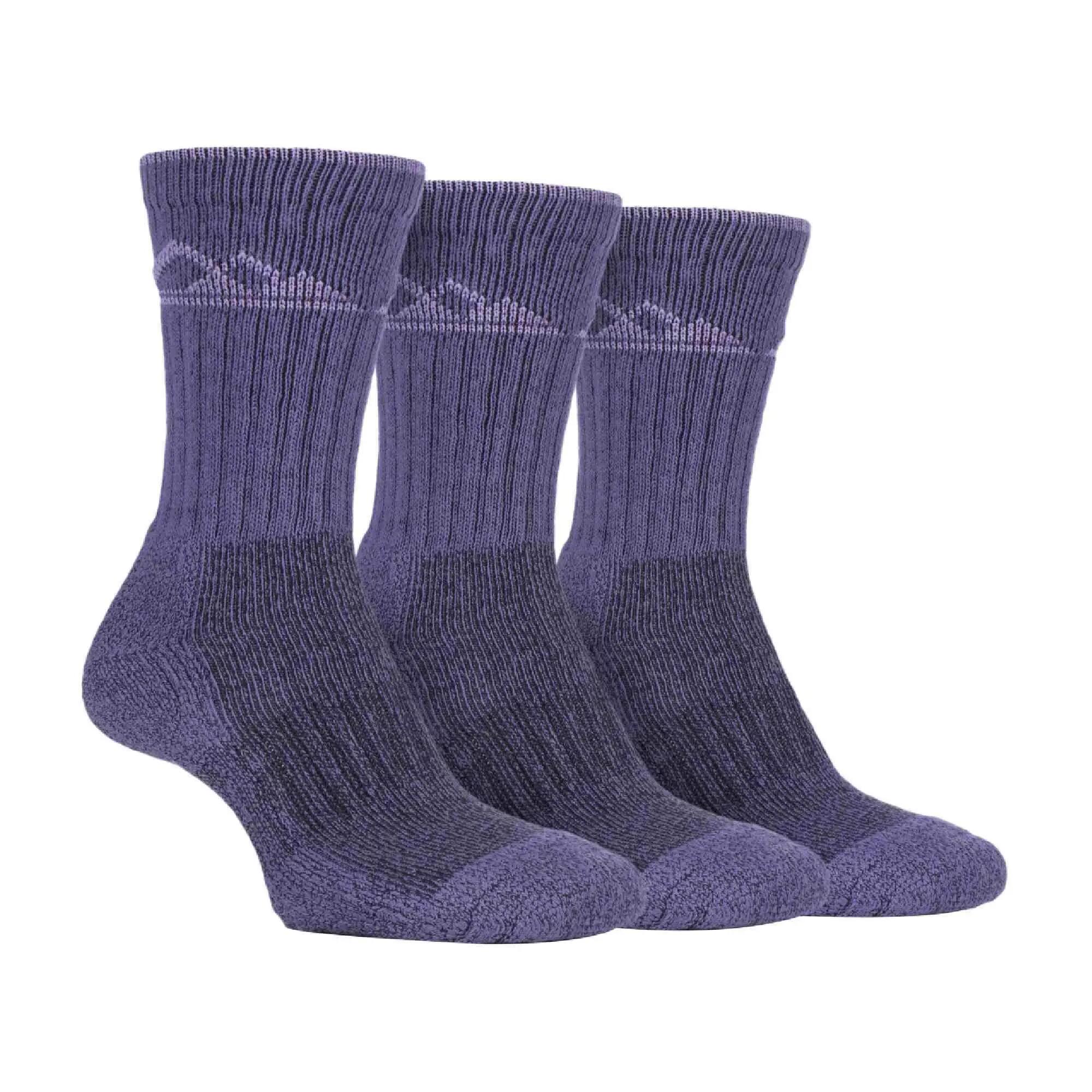 3 Pack Ladies Cushion Sole Outdoor Cotton Rich Hiking Boot Socks