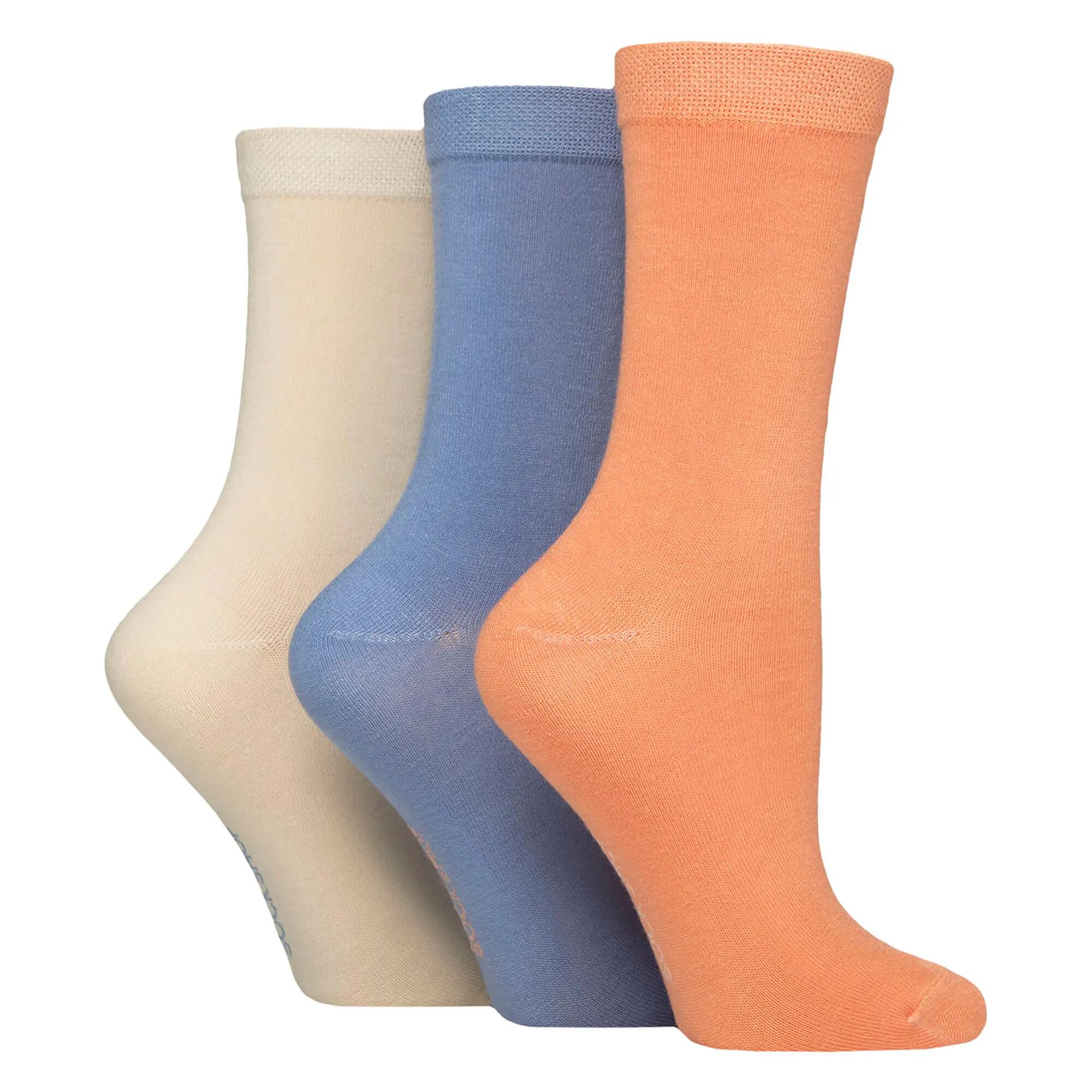 3 Pack Ladies Plain Bamboo Socks - Soft Breathable Everyday Comfort Socks