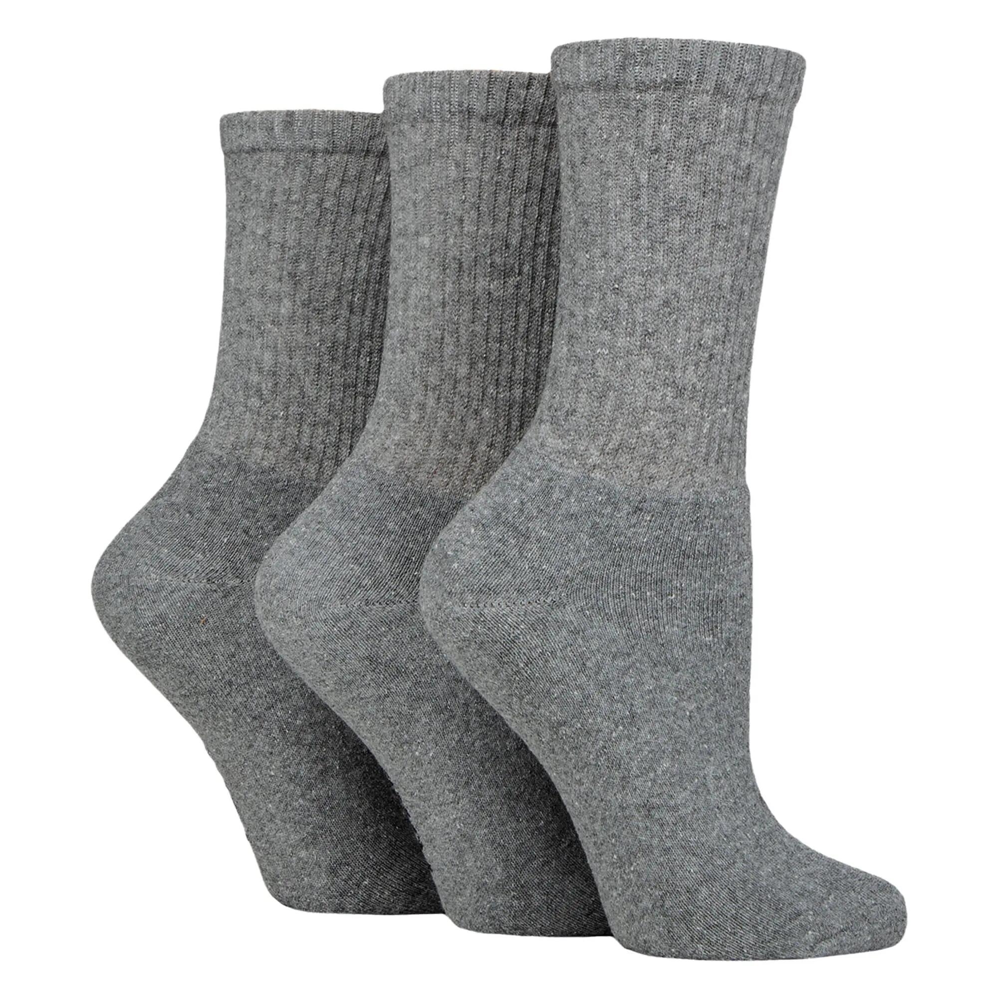 3 Pack Ladies Plain Crew Sport Socks - Soft Cotton Everyday Athletic Socks