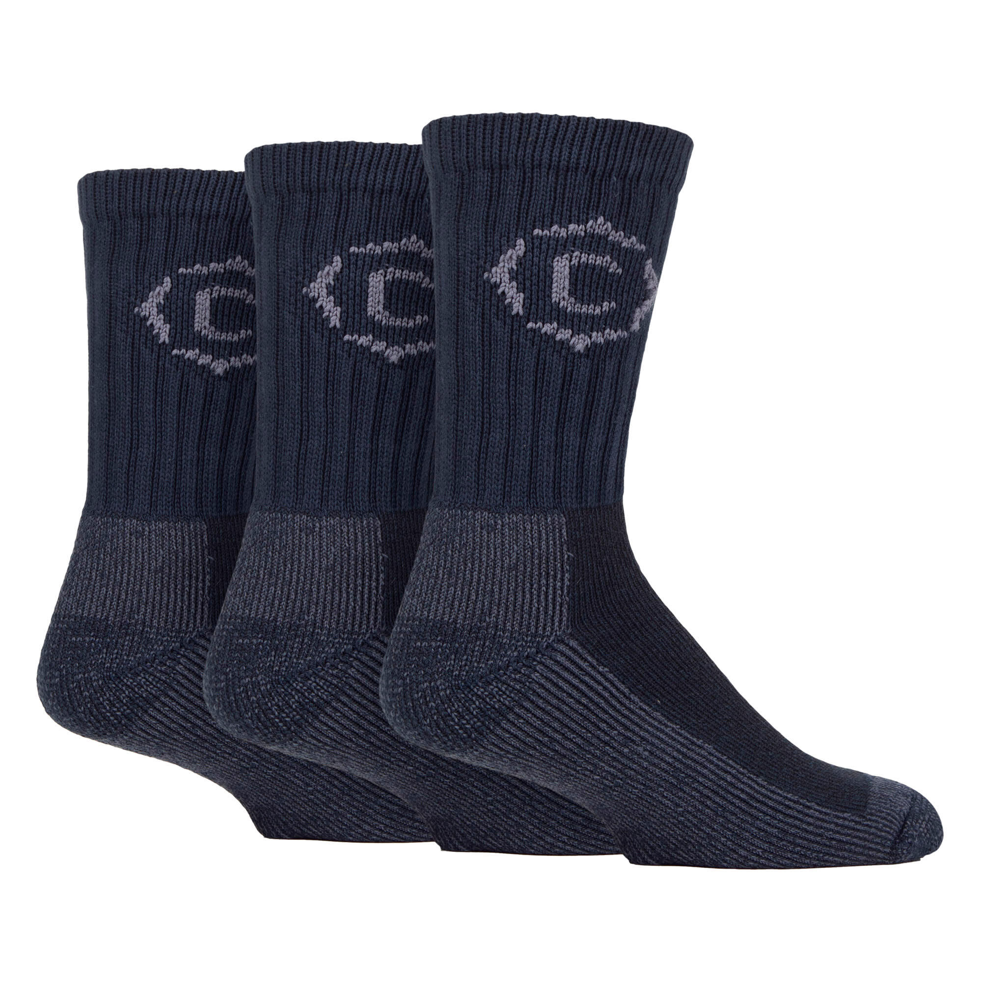 3 Pairs Mens Heavy Duty Cushioned Hiking Socks with Reinforced Heel & Toe