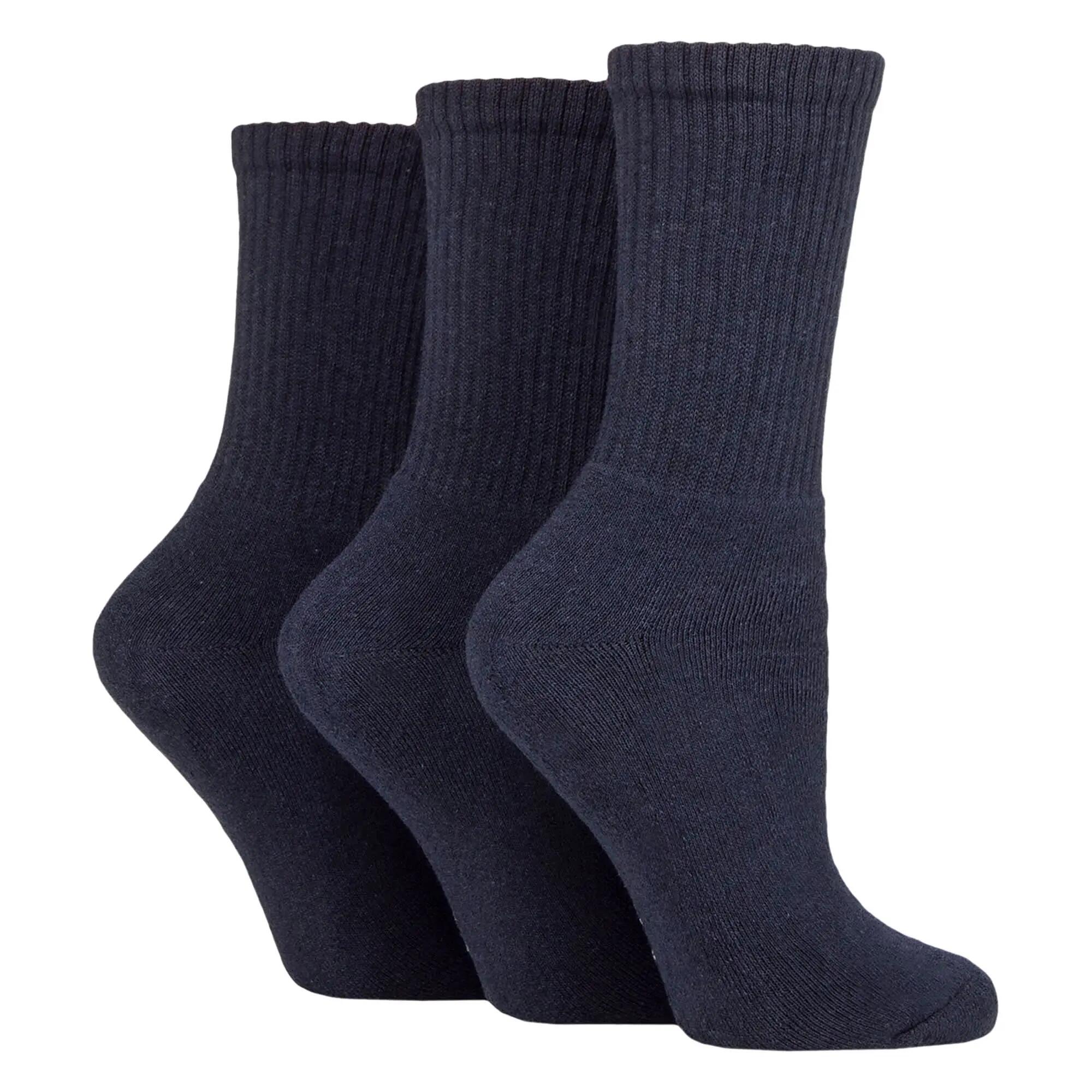 3 Pack Ladies Plain Crew Sport Socks - Soft Cotton Everyday Athletic Socks
