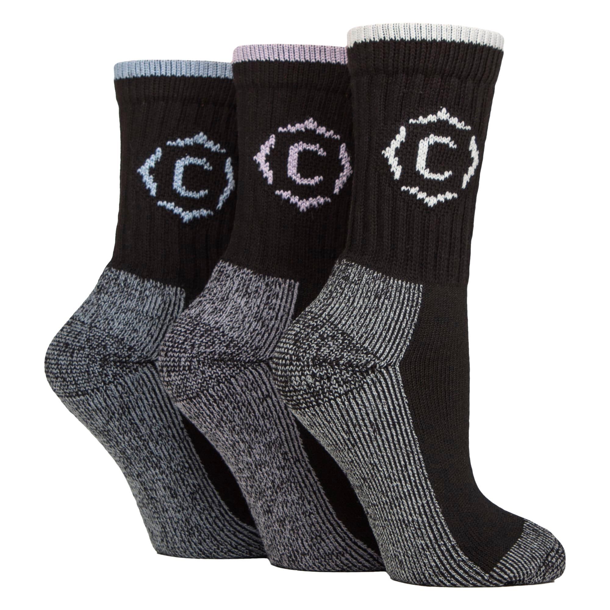 3 Pairs Ladies Heavy Duty Cushioned Hiking Socks with Reinforced Heel & Toe