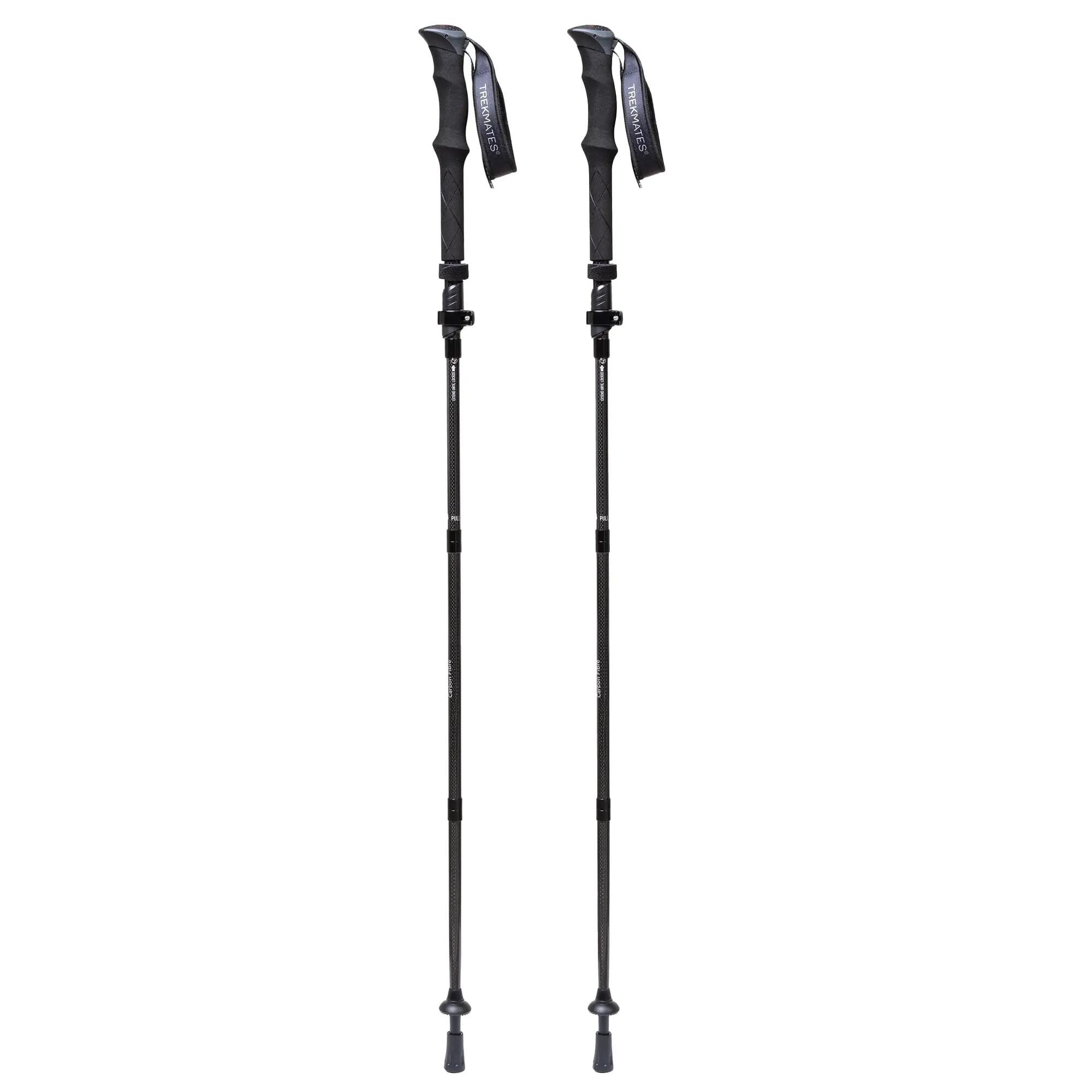 Folding Carbon Pole Pair Lightweight Compact 5 Section Hiking Trekking Sticks