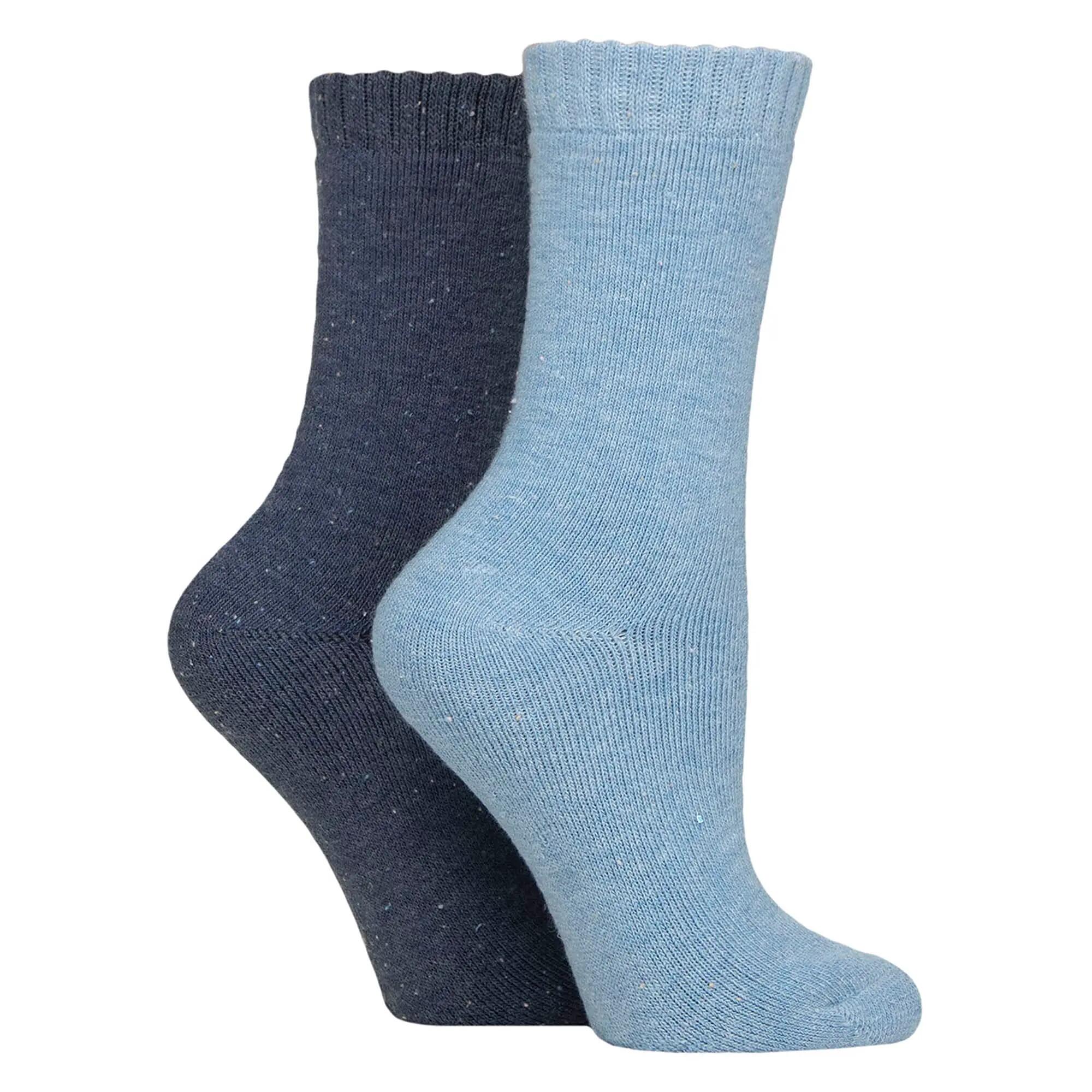 2 Pair Ladies Thermal Boot Socks | Fully Cushioned Warm Wool Blend Hiking Socks