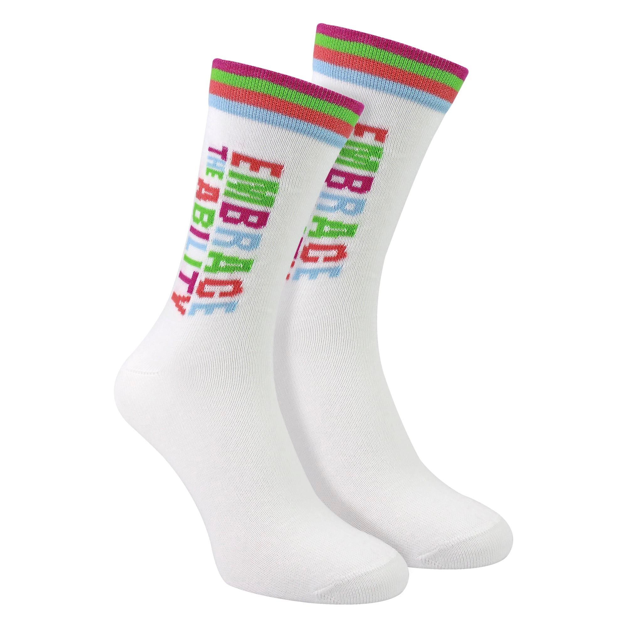 Mencap Mens Novelty Cotton Socks | Colourful Striped Slogan Fun Gift