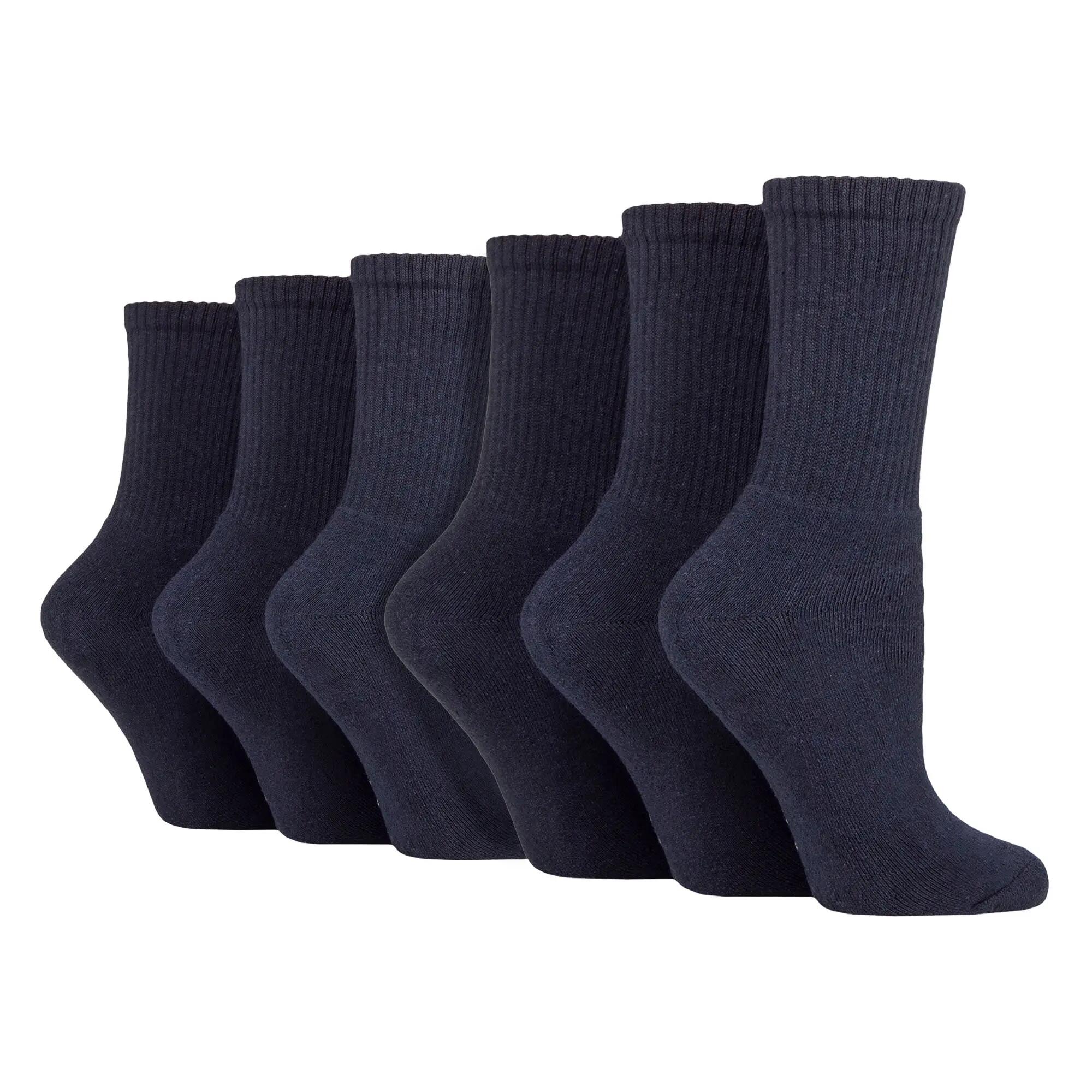 6 Pack Ladies Plain Crew Sport Socks - Soft Cotton Everyday Athletic Socks
