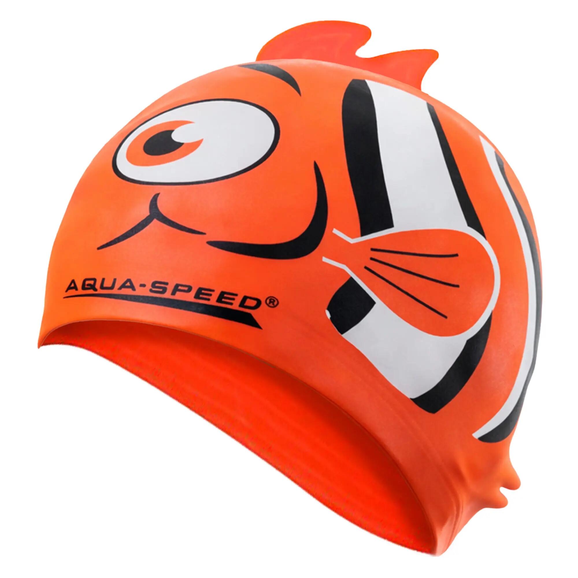 Boys Nemo Patterned Swimming Cap | Silicone 3D Print Easy Fit Swim Cap for Kids