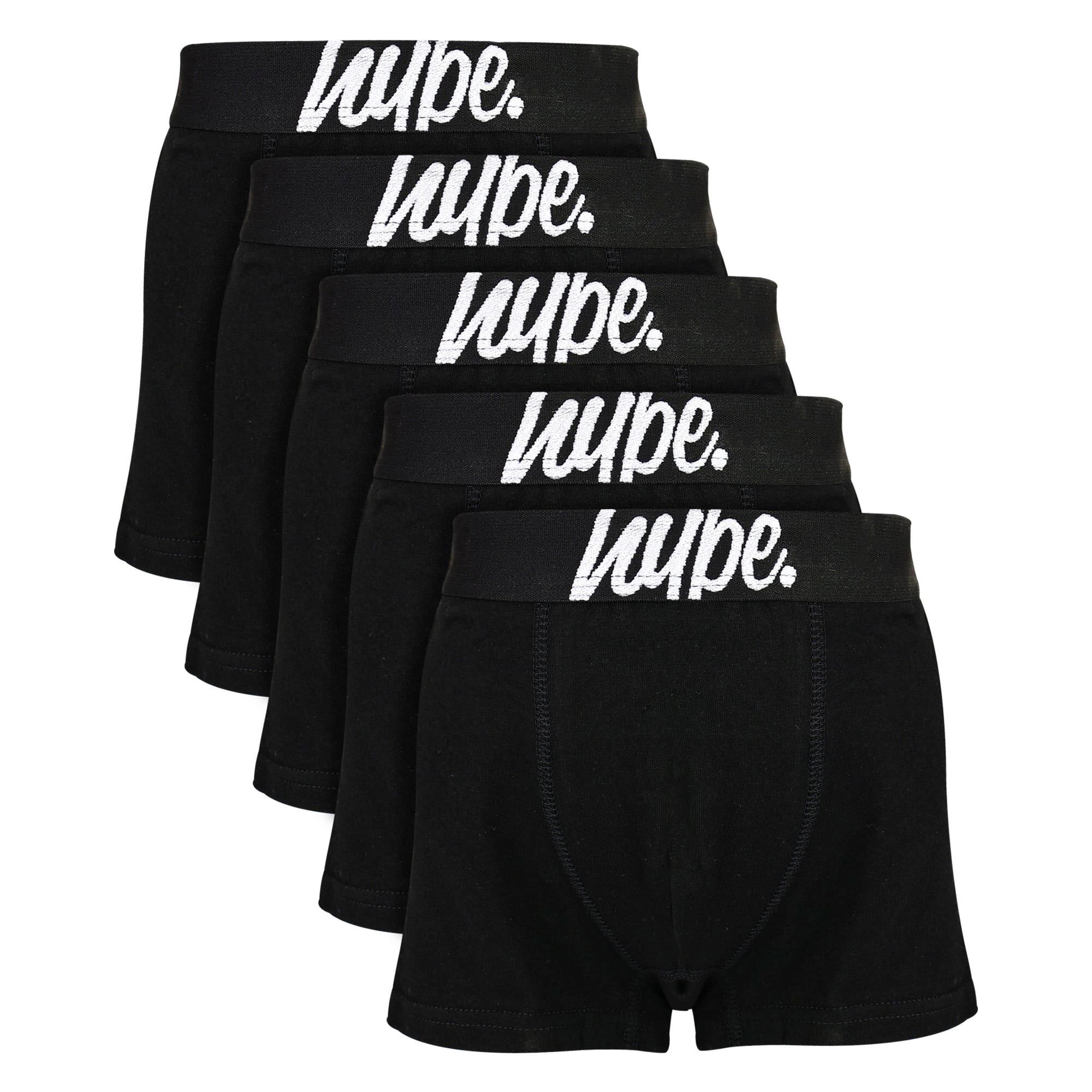 5 Pack Boys Cotton Rich Boxer Shorts Black Stretch Underwear