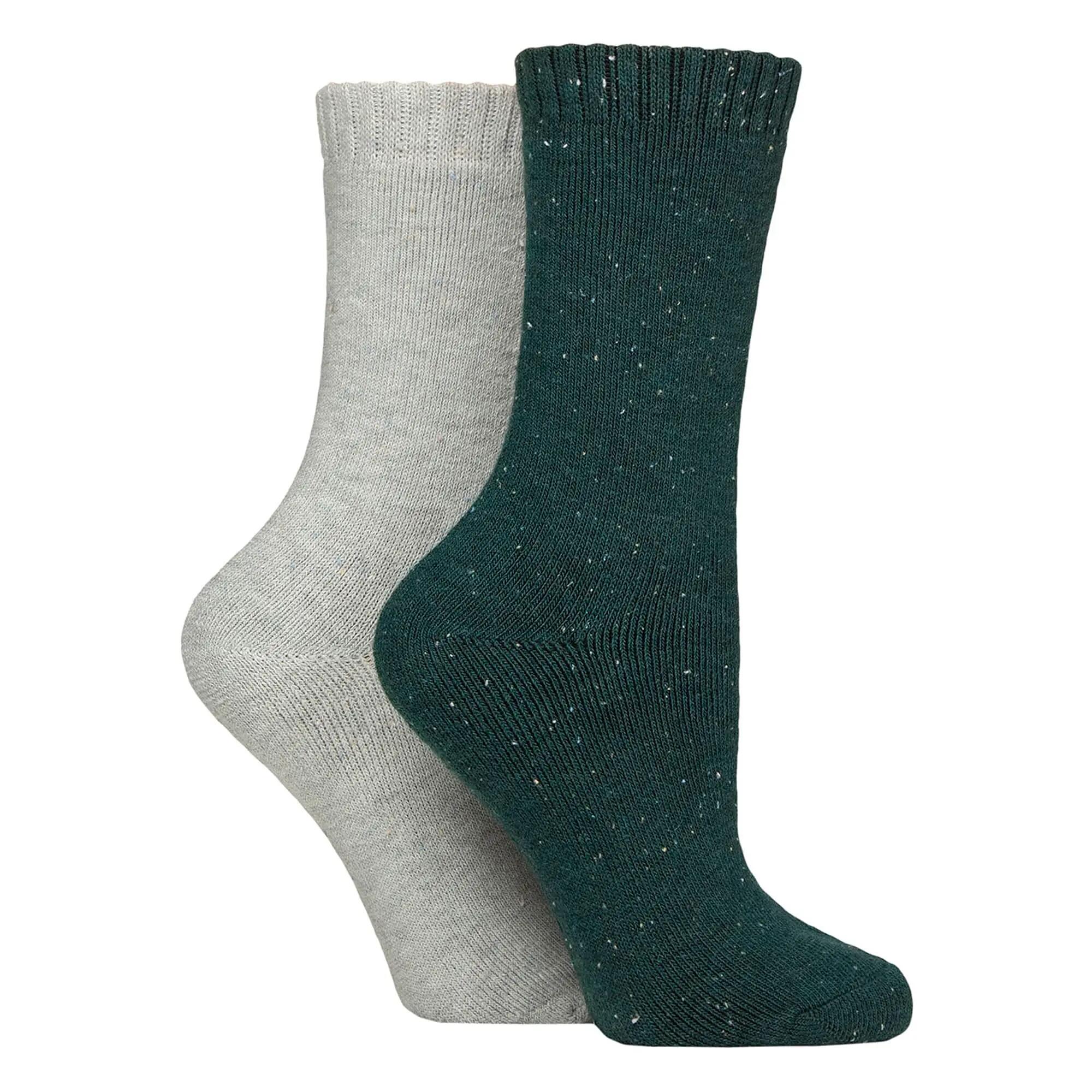 2 Pair Ladies Thermal Boot Socks | Fully Cushioned Warm Wool Blend Hiking Socks
