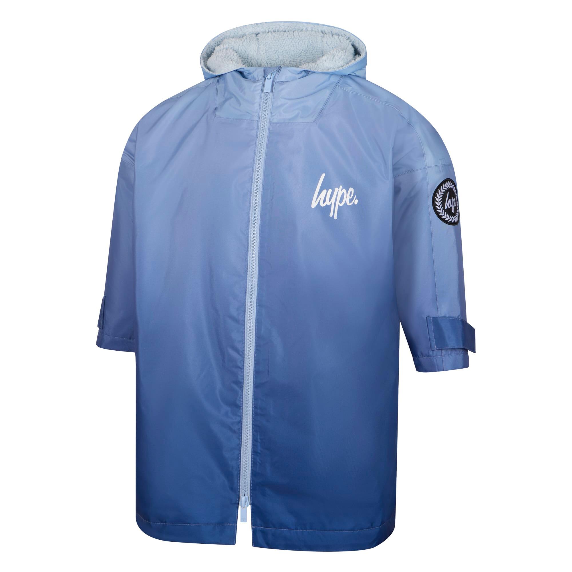 Kids Changing Robe Girls and Boys Blue Ombre Fleece Warm Swim Coat
