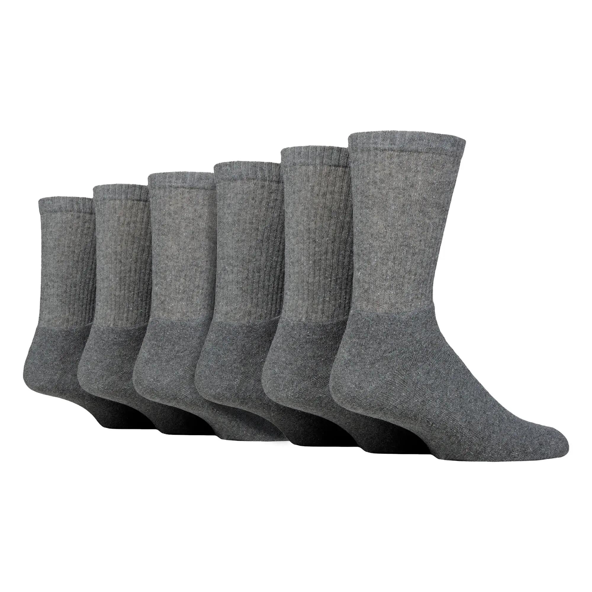 6 Pack Mens Plain Crew Sport Socks - Soft Cotton Everyday Athletic Socks