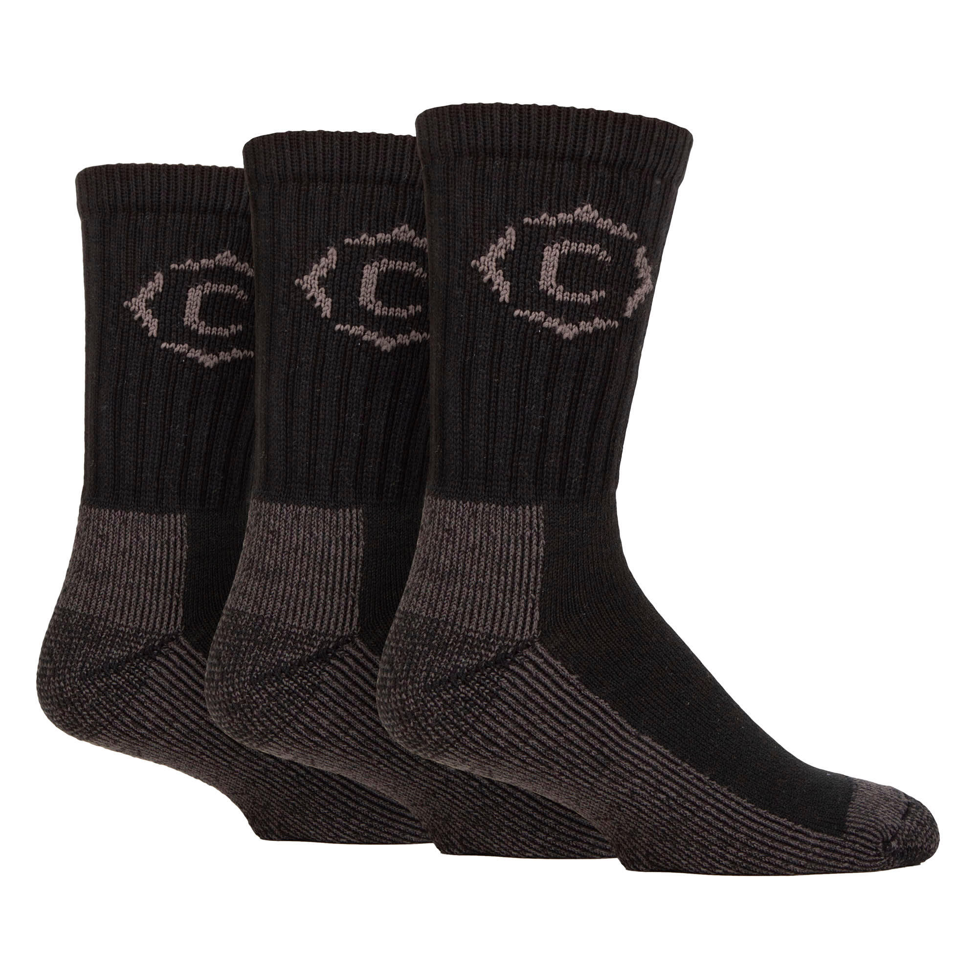 3 Pairs Mens Heavy Duty Cushioned Hiking Socks with Reinforced Heel & Toe