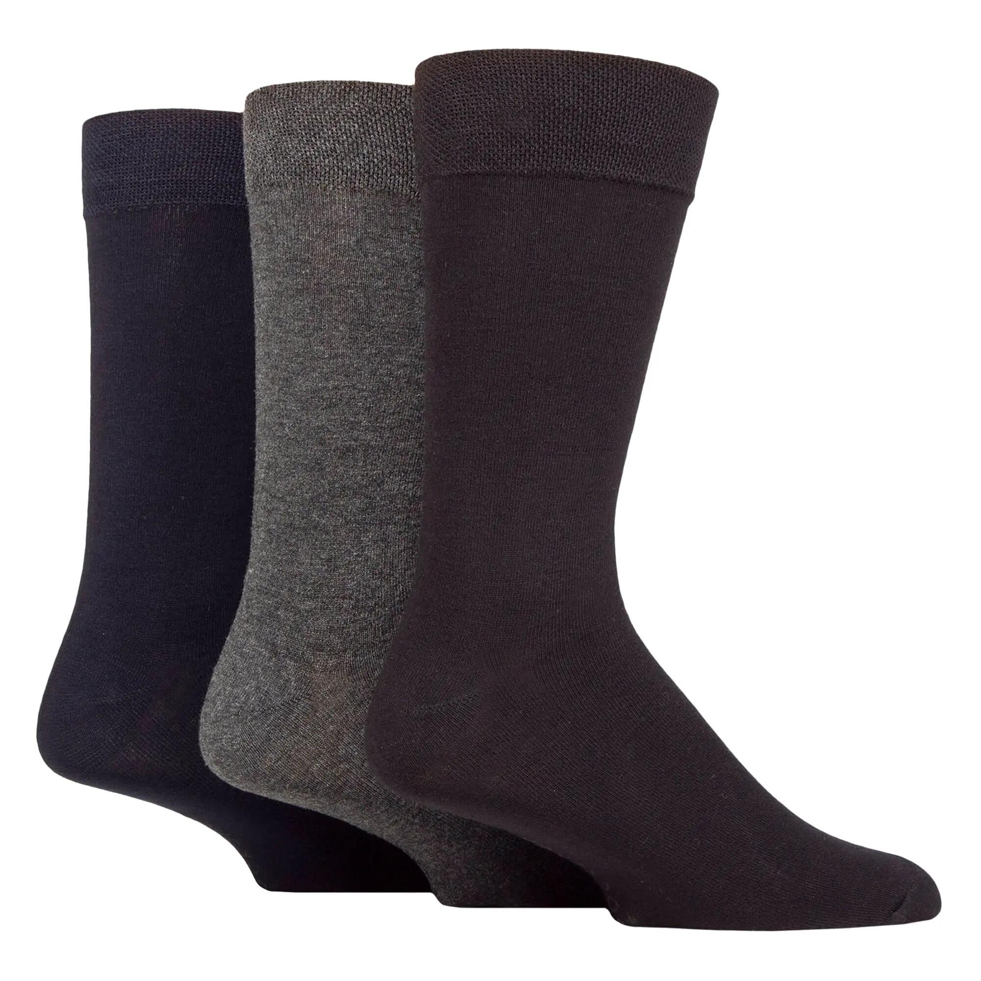 3 Pack Mens Plain and Patterned Bamboo Socks - Soft Breathable Everyday Comfort