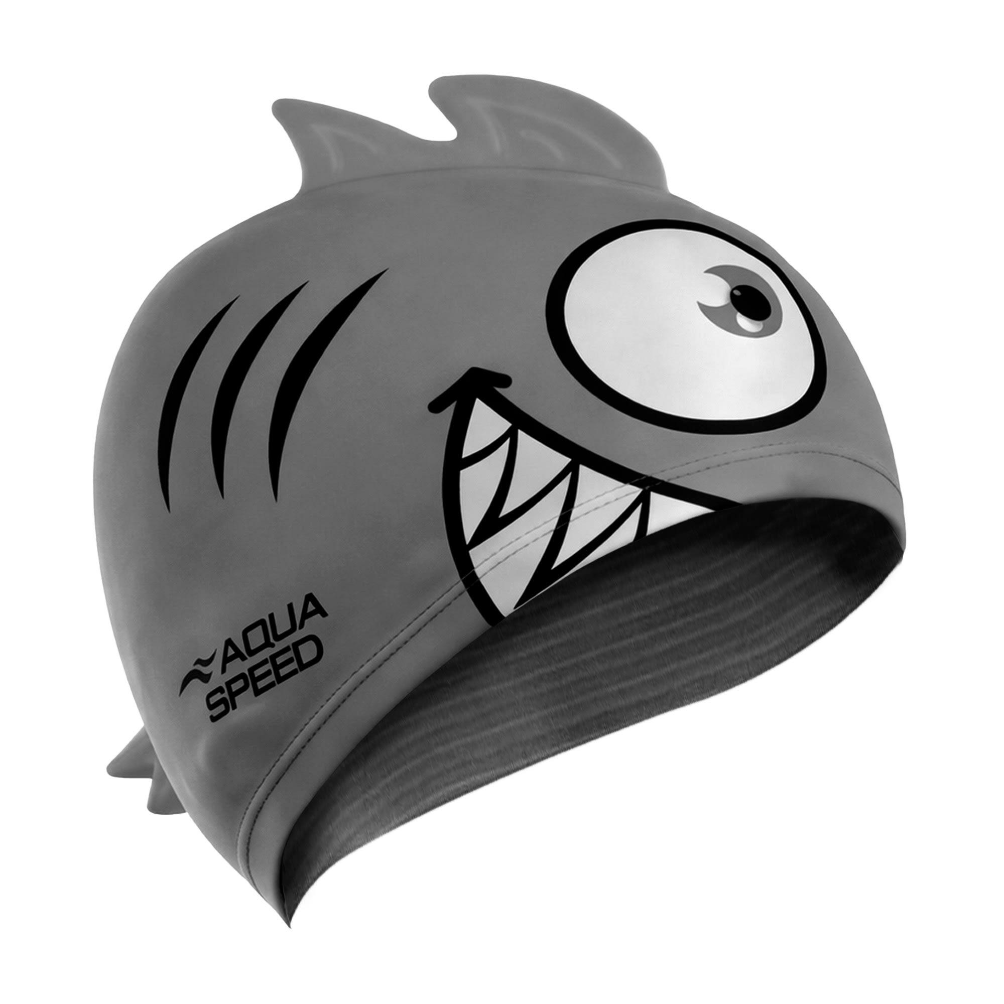 Boys Girls Piranha Patterned Swimming Cap | Silicone 3D Print Easy Fit Swim Cap
