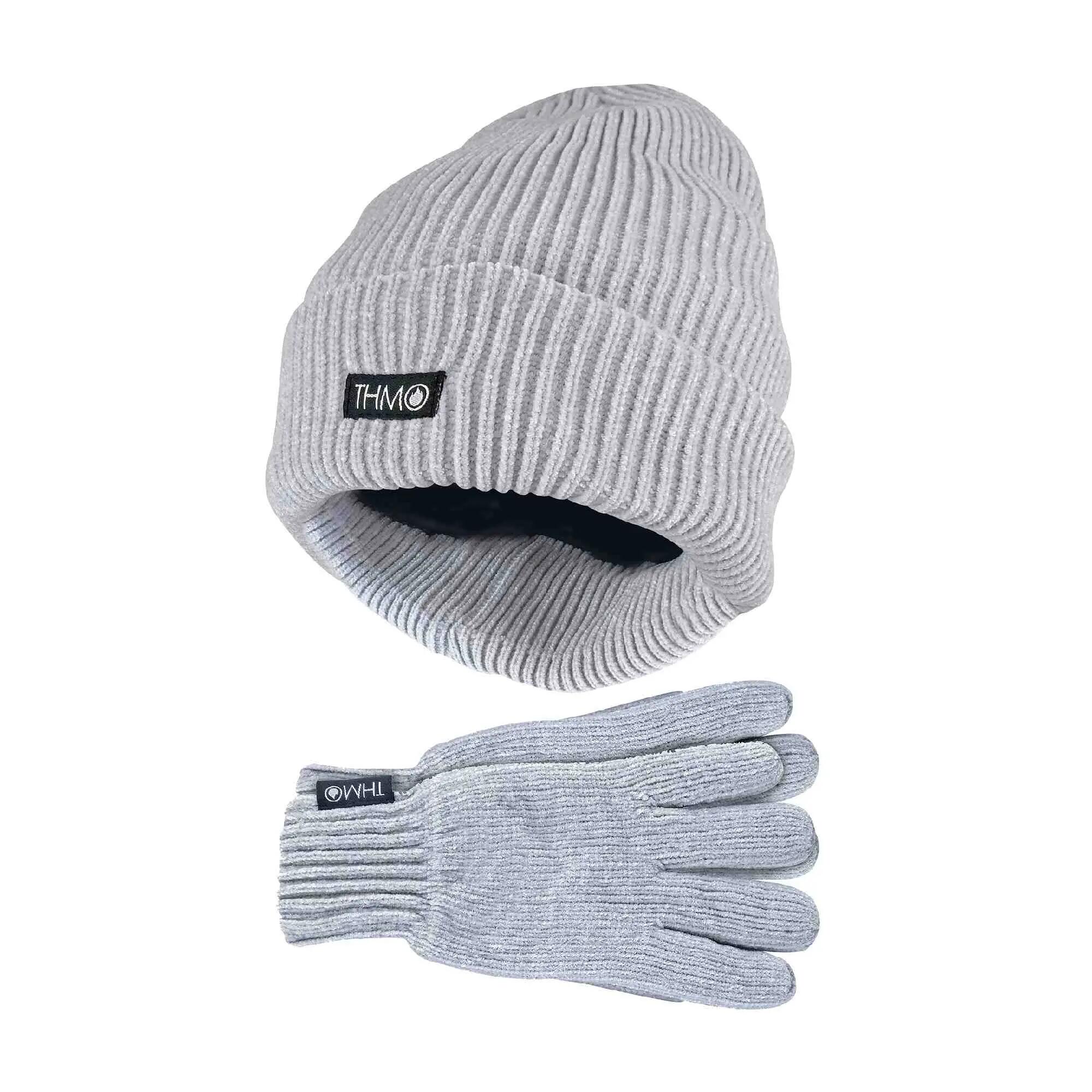 Ladies 3M Thinsulate Lined Chenille Thermal Beanie Hat & Gloves Set