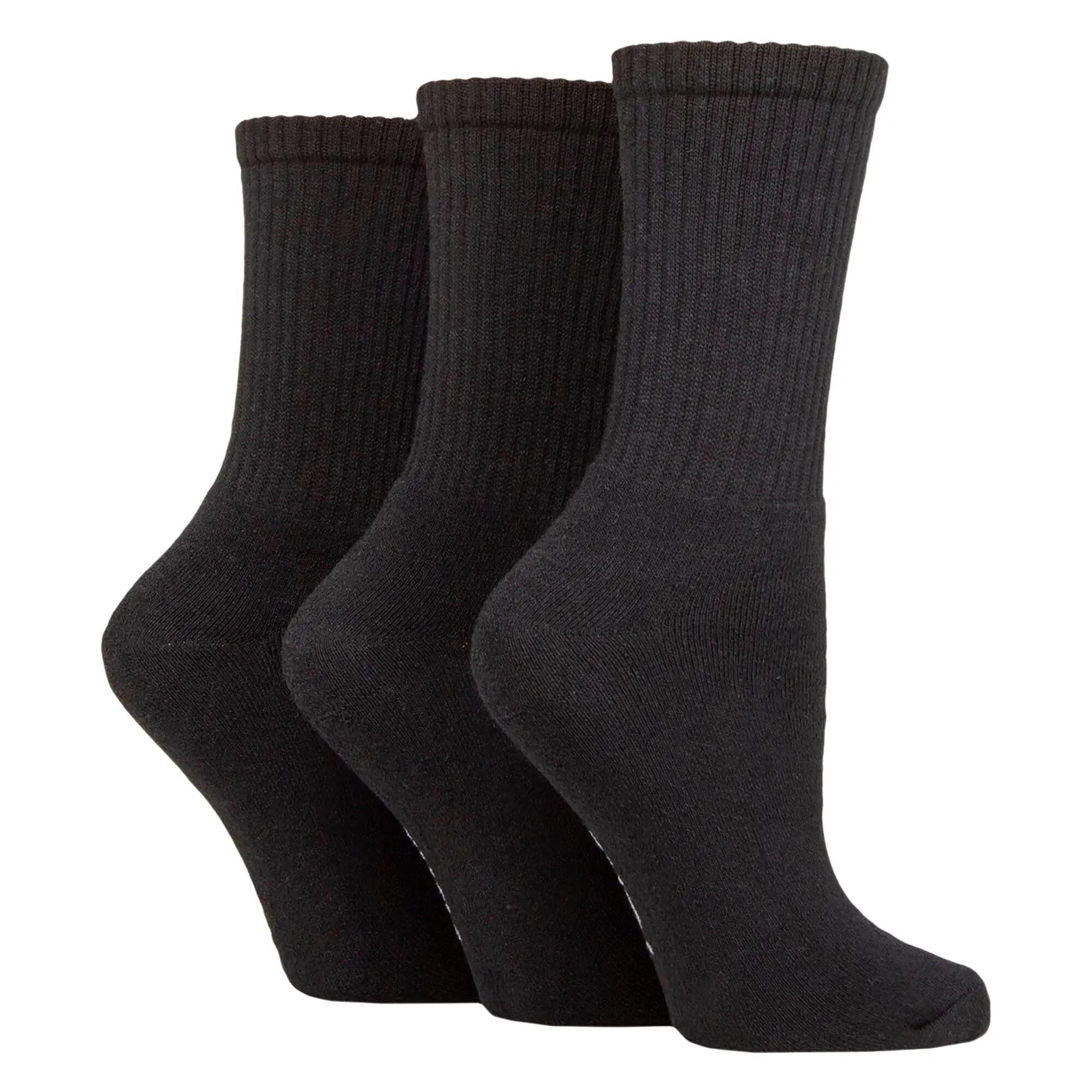 3 Pack Ladies Plain Crew Sport Socks - Soft Cotton Everyday Athletic Socks