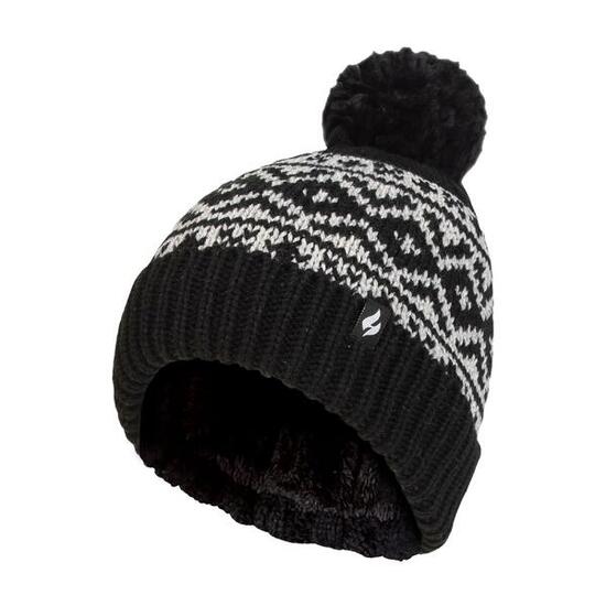 Bonnet à pompon épais à motifs pour femme