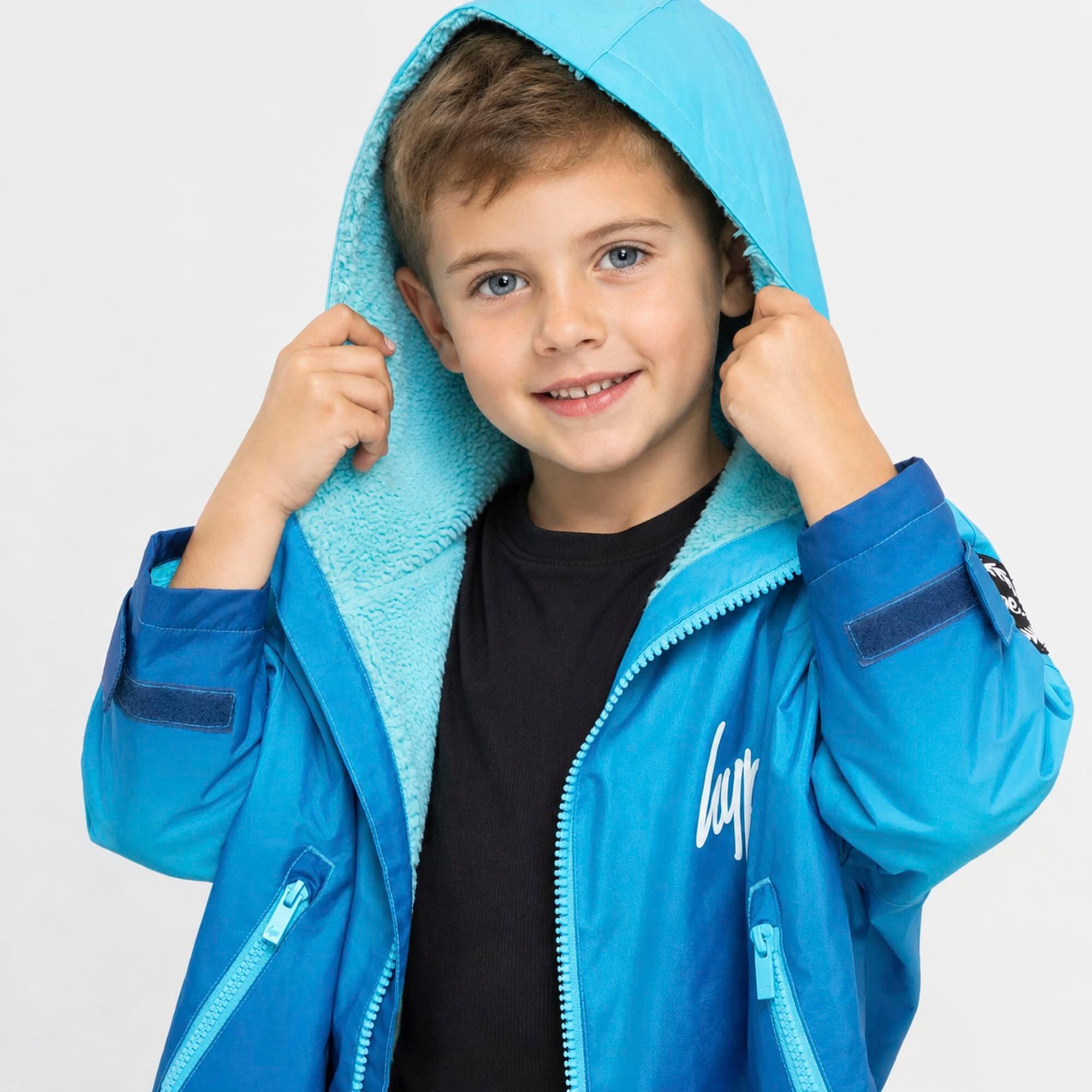 HYPE - Jungen Wechselmantel Blau Fade Warm Badeponcho Outdoor Jacke 5/7