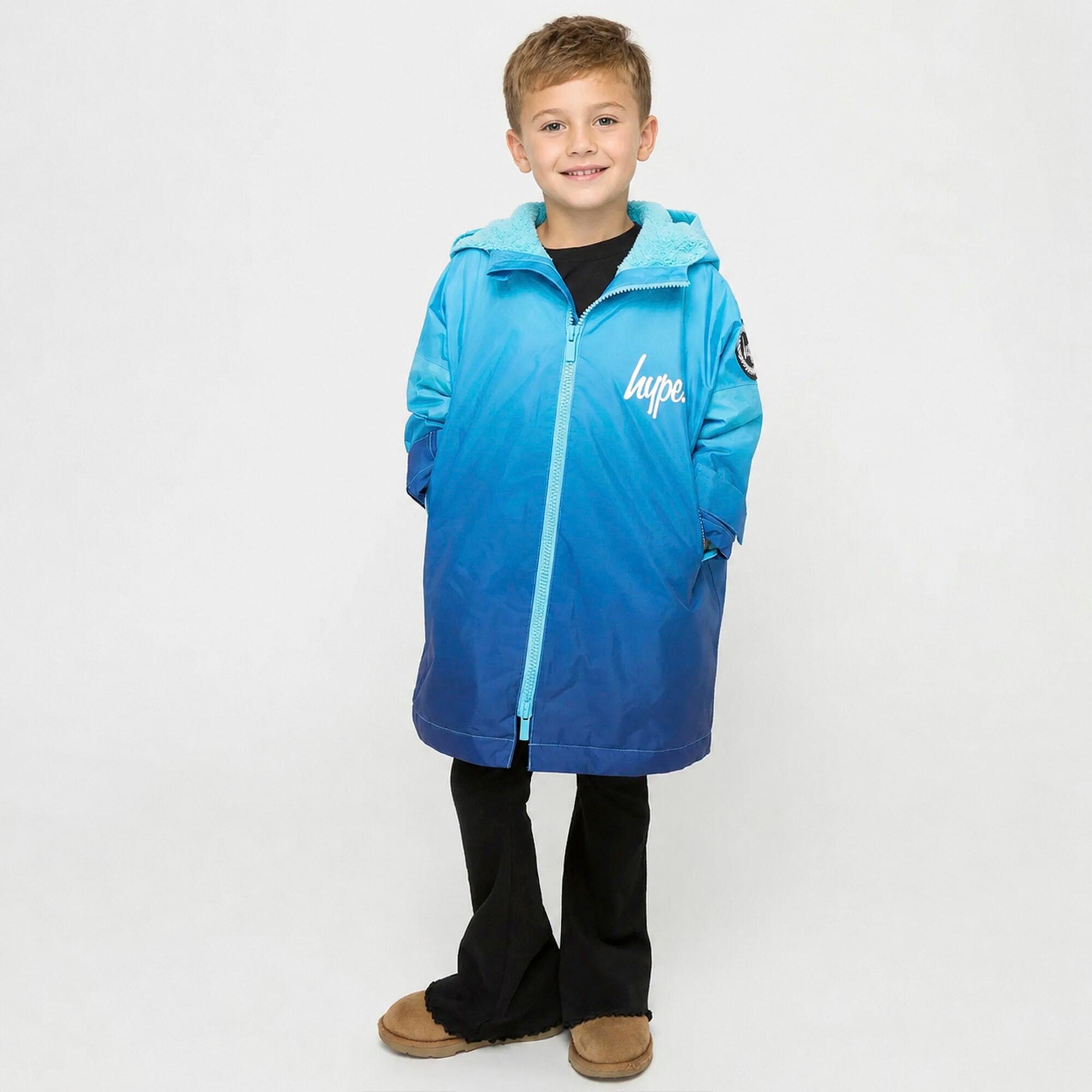 HYPE - Jungen Wechselmantel Blau Fade Warm Badeponcho Outdoor Jacke 4/7