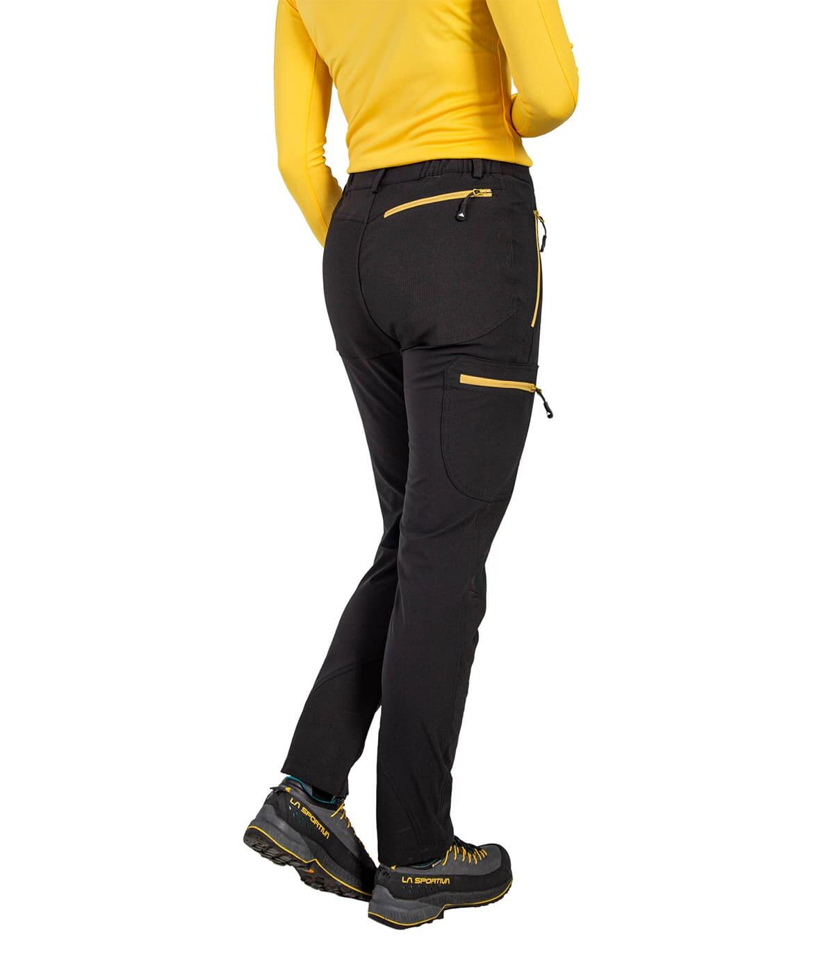 Pantalón de Montaña, Trekking y Escalada Invernal Badille Unisex Negro-Amarillo 5/5
