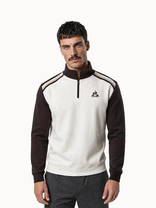 Sweat demi-zippé en double face avec bandes rayées épaules Heritage