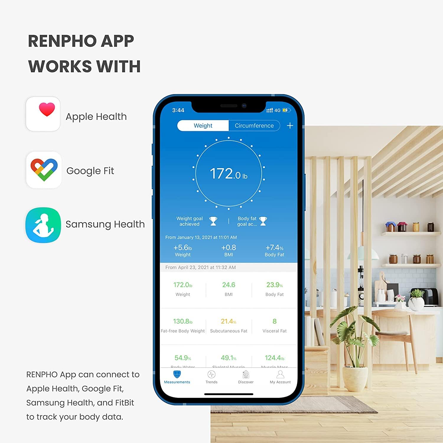 Báscula de baño - grasa corporal, bluetooth - renpho 3/5