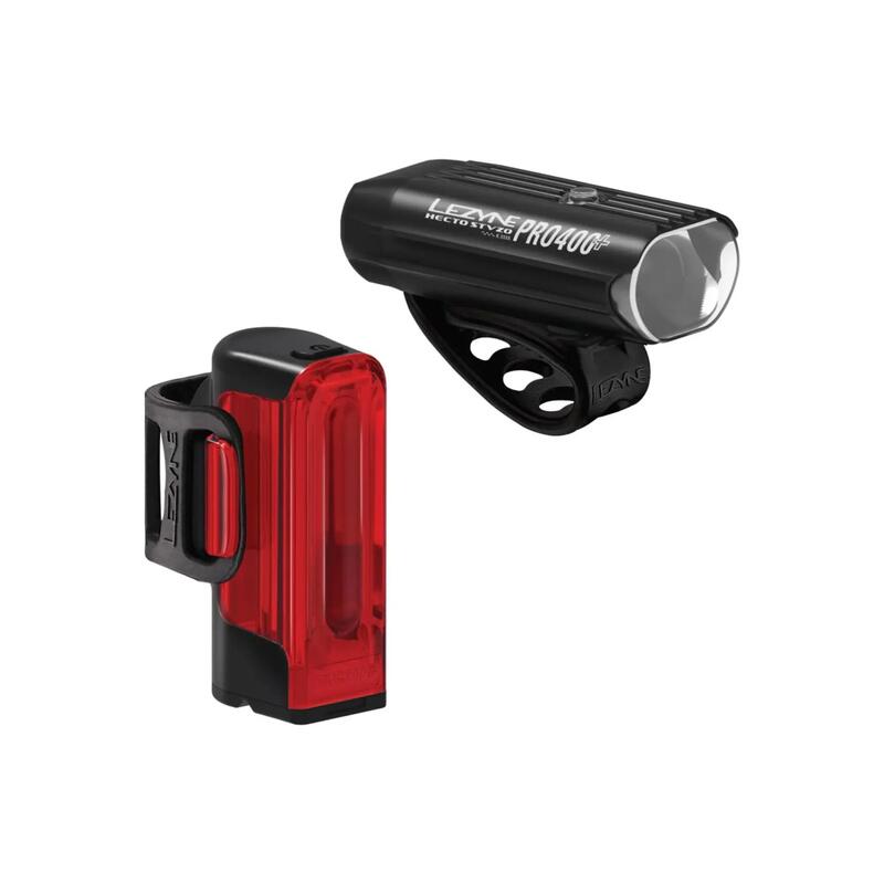 Lezyne Led Pair Hecto Drive Pro 400+ Stvzo / Strip Drive+ Stvzo Negru lucios