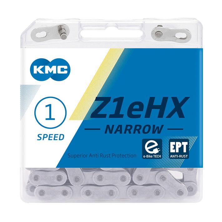 Cadena KMC Z1EHX EPT Estrecha para E-Bikes - 128 Enlaces - Plata Oscura 3/7