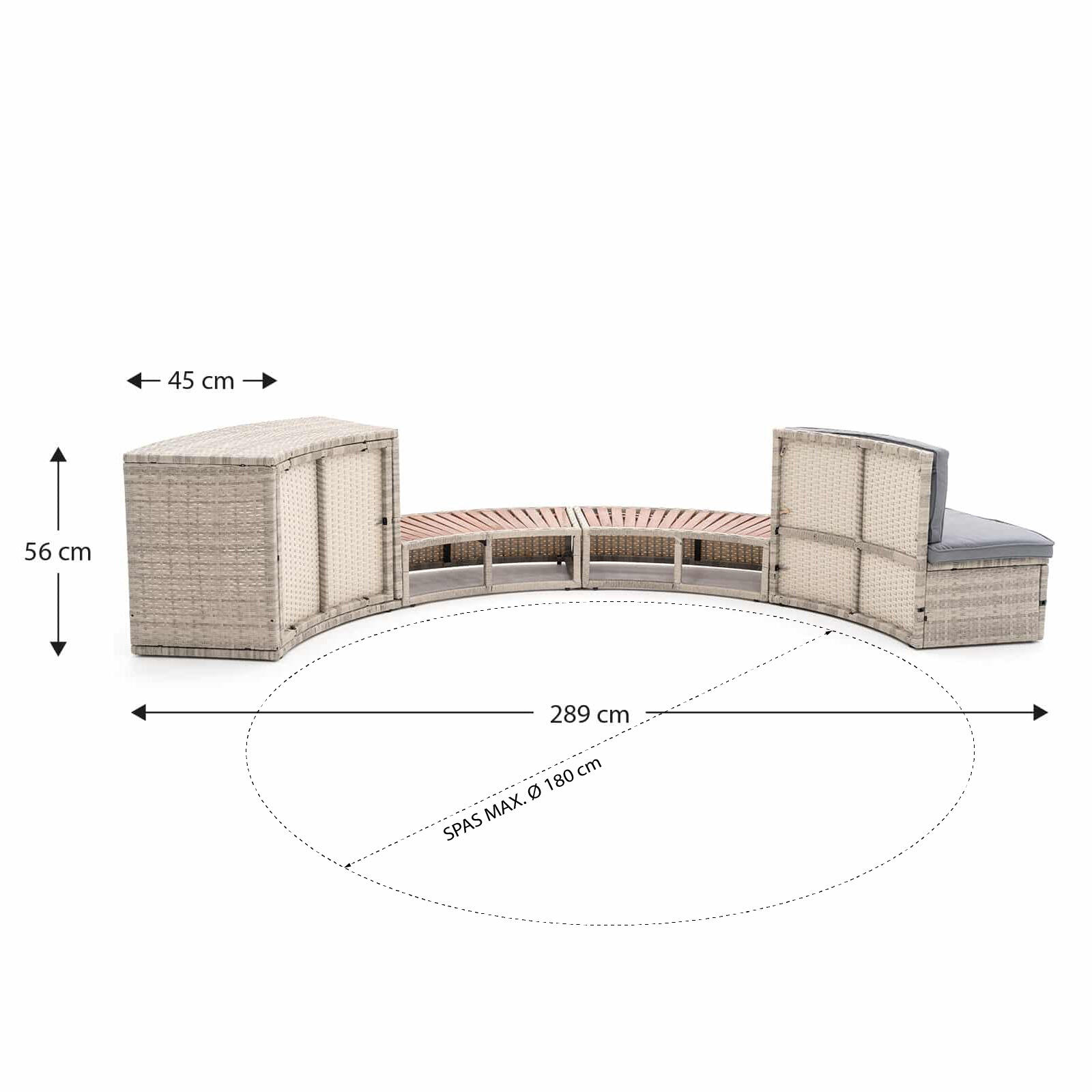 Revestimiento Spa Hidromasaje K2O Half Surround 180 289x45x56 cm 4/5